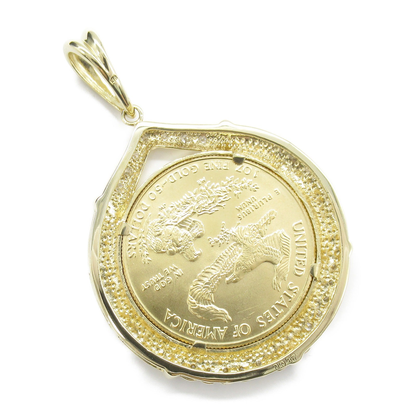 Diamond Coin Pendant K18 Yellow Gold