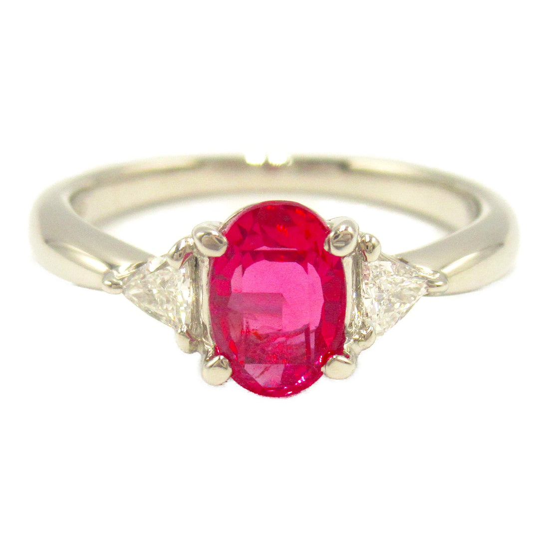 Pt900 Platinum Pink Sapphire Diamond Ring