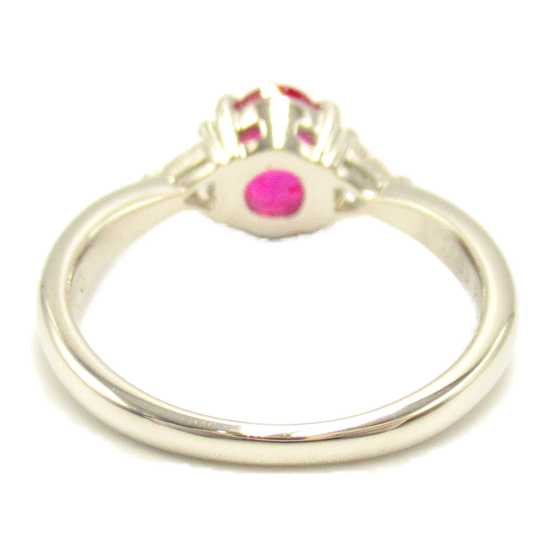 Pt900 Platinum Pink Sapphire Diamond Ring