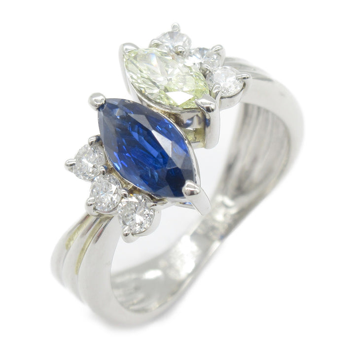 Sapphire Diamond Ring Pt900 Platinum Jewelry