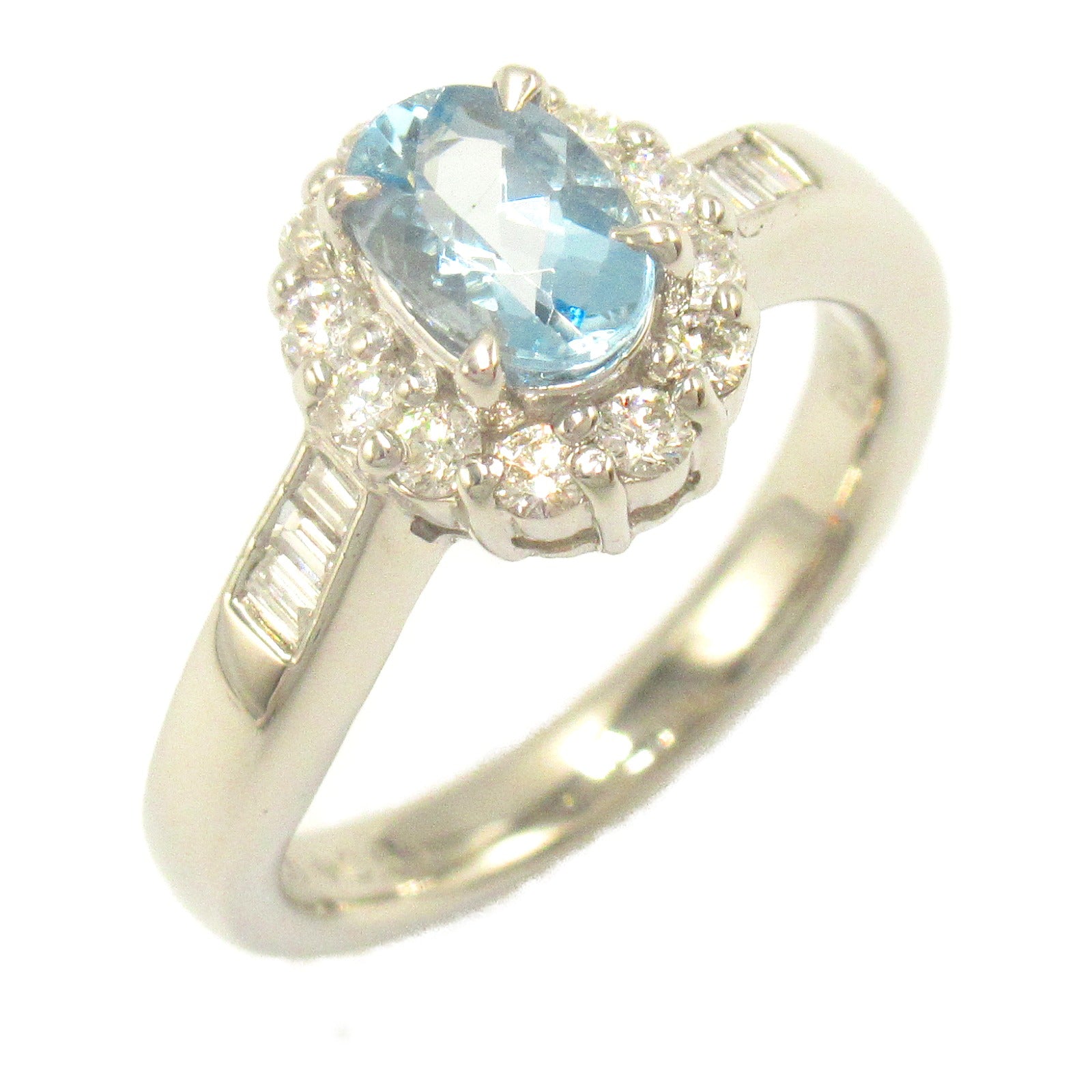 Aquamarine Diamond Ring Pt900 Platinum