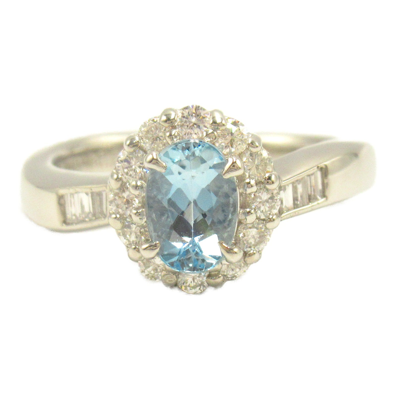 Aquamarine Diamond Ring Pt900 Platinum