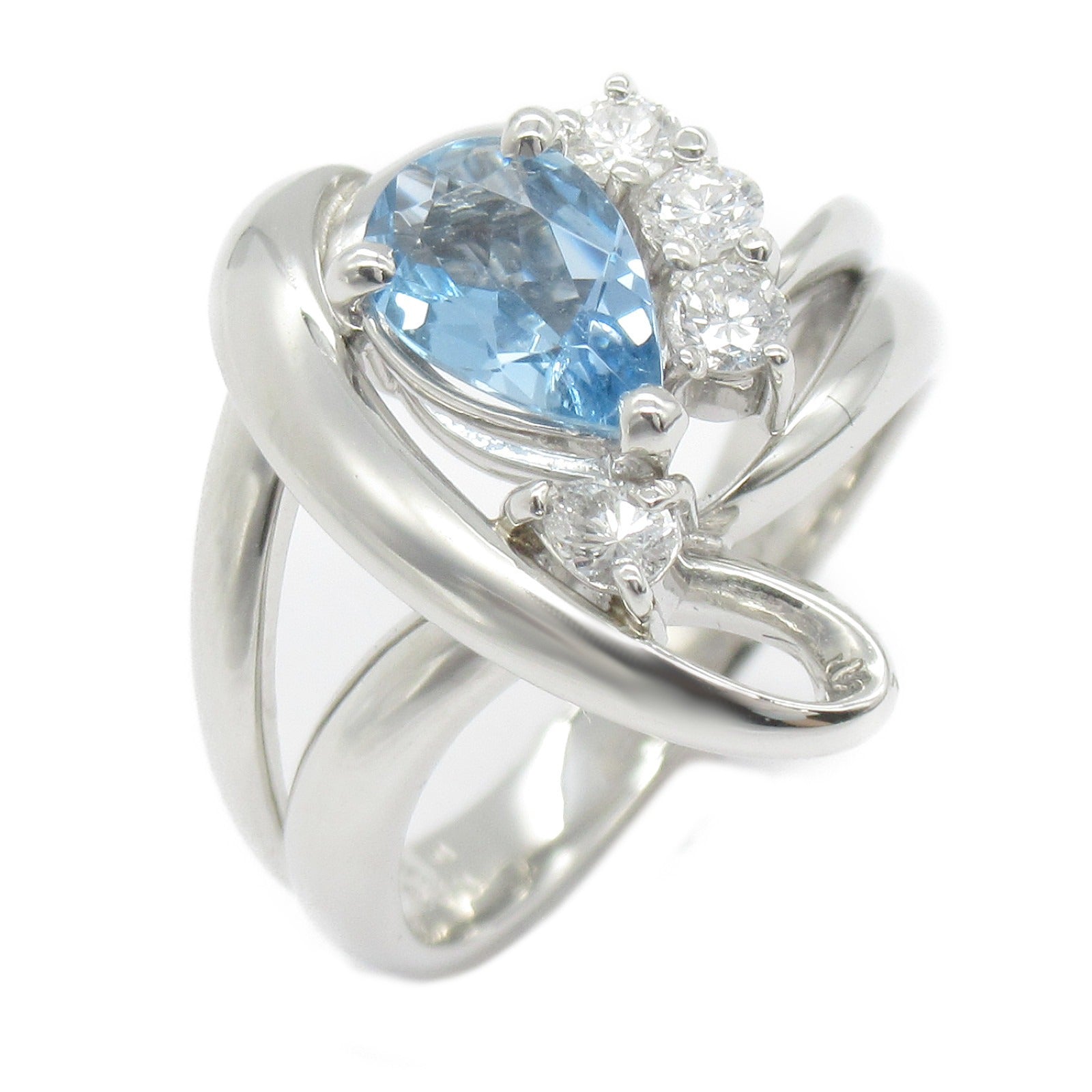 Aquamarine Diamond Ring Pt900 Platinum