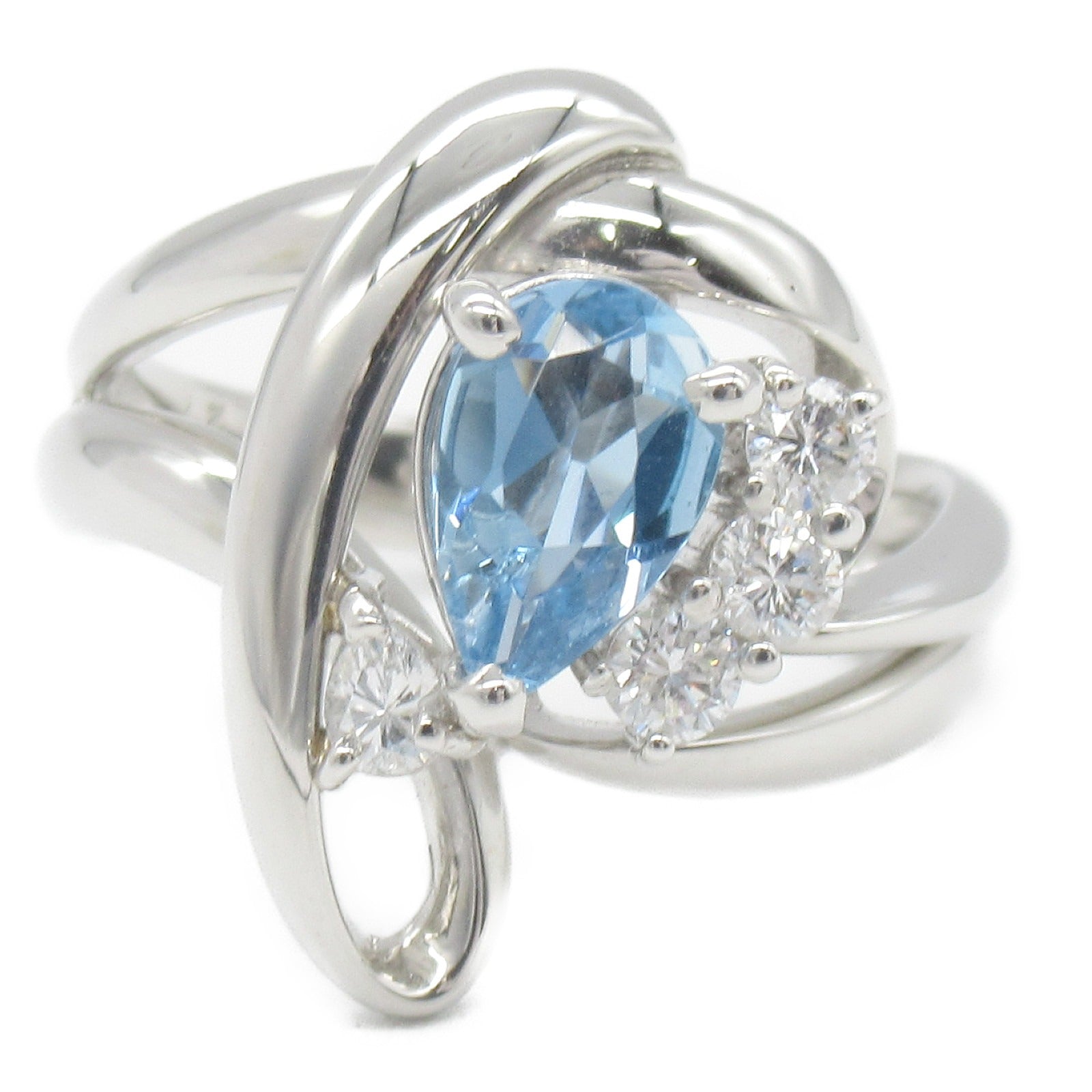 Aquamarine Diamond Ring Pt900 Platinum