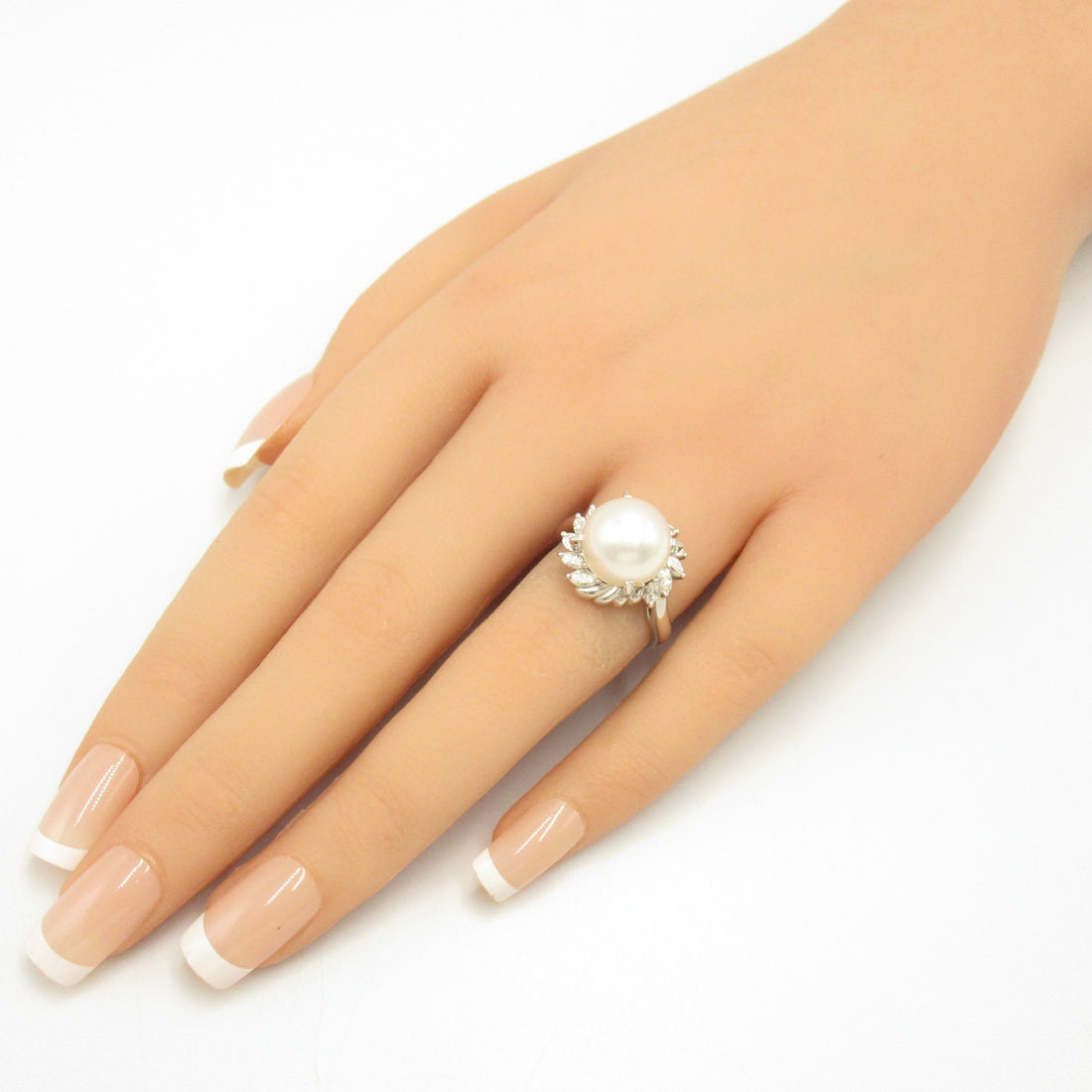 Platinum Pearl Diamond Ring Jewelry