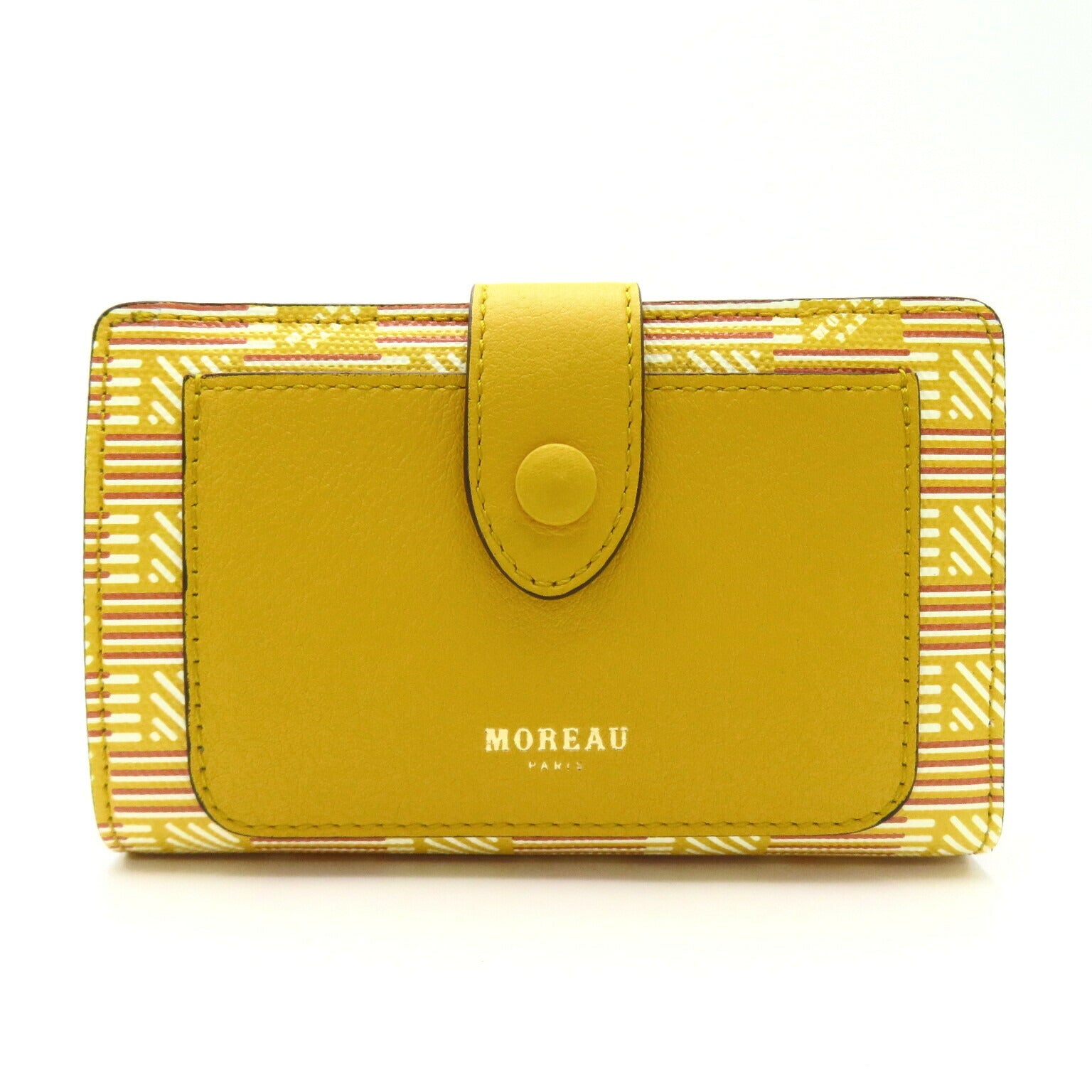 MOREAU PARIS Bifold Wallet PVC Canvas Leather Yellow