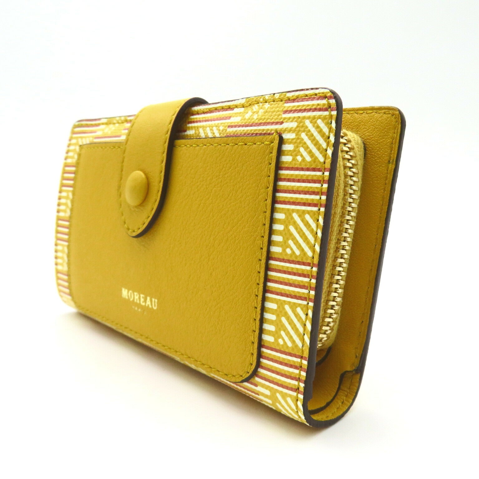 MOREAU PARIS Bifold Wallet PVC Canvas Leather Yellow