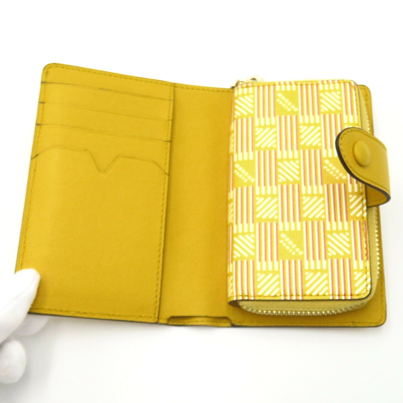 MOREAU PARIS Bifold Wallet PVC Canvas Leather Yellow