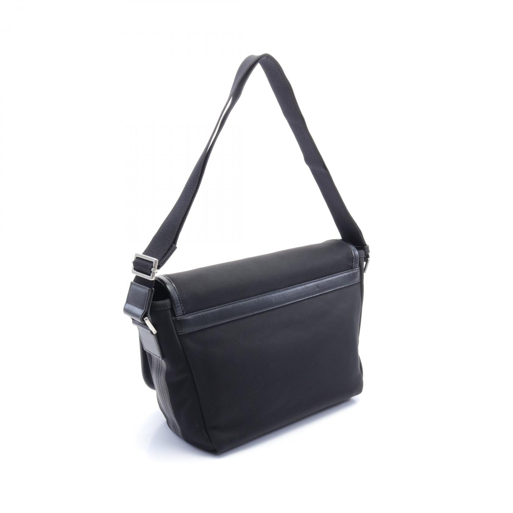 Dior Nylon Leather Shoulder Bag Black