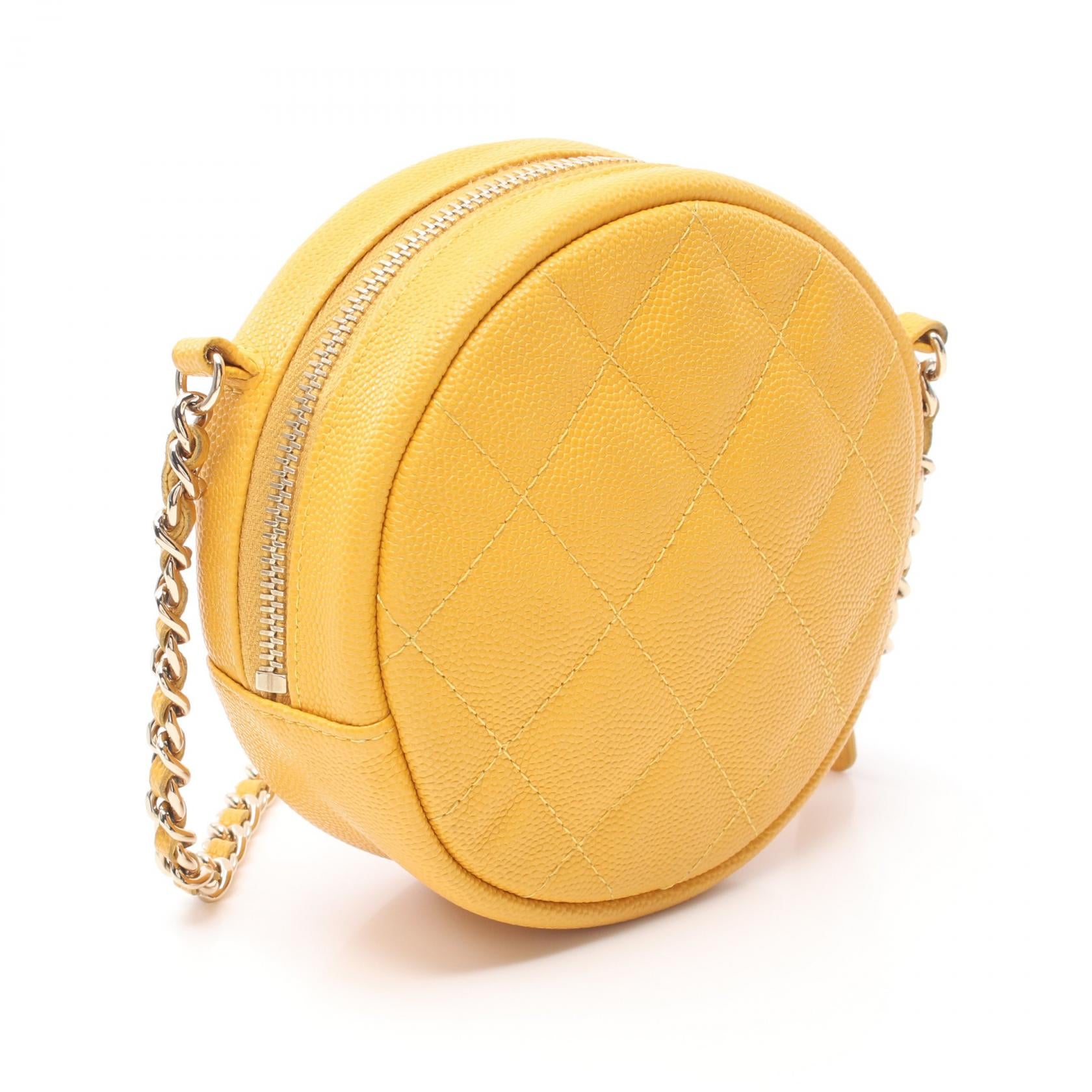 Chanel Caviar Mini Classic Shoulder Bag Yellow