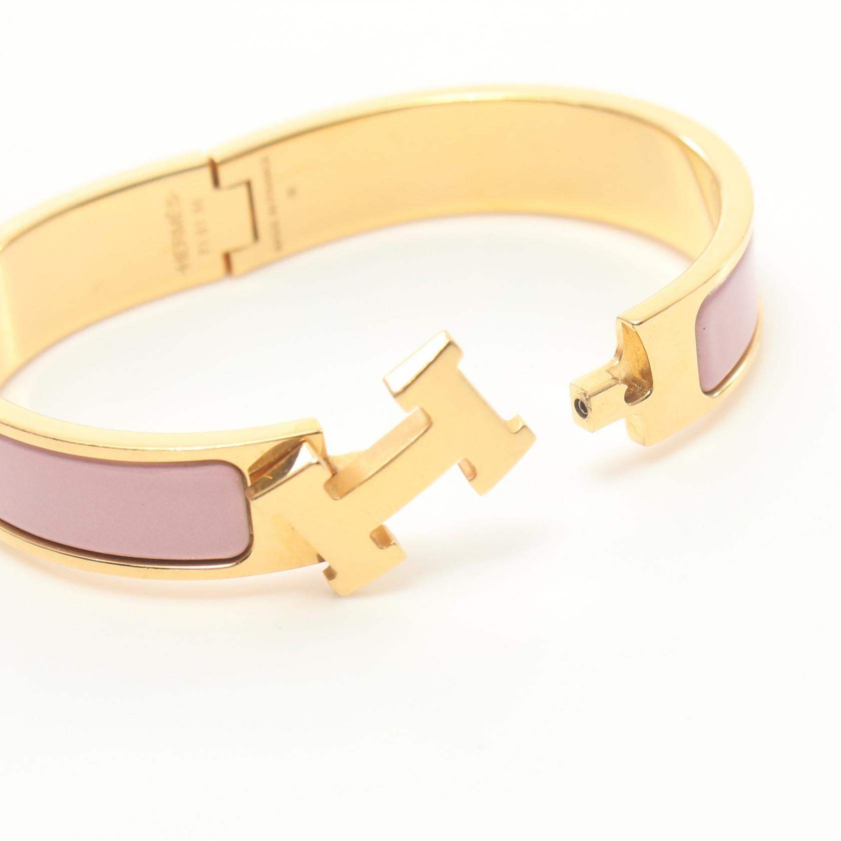 Hermes Click H Enamel Bangle Gold