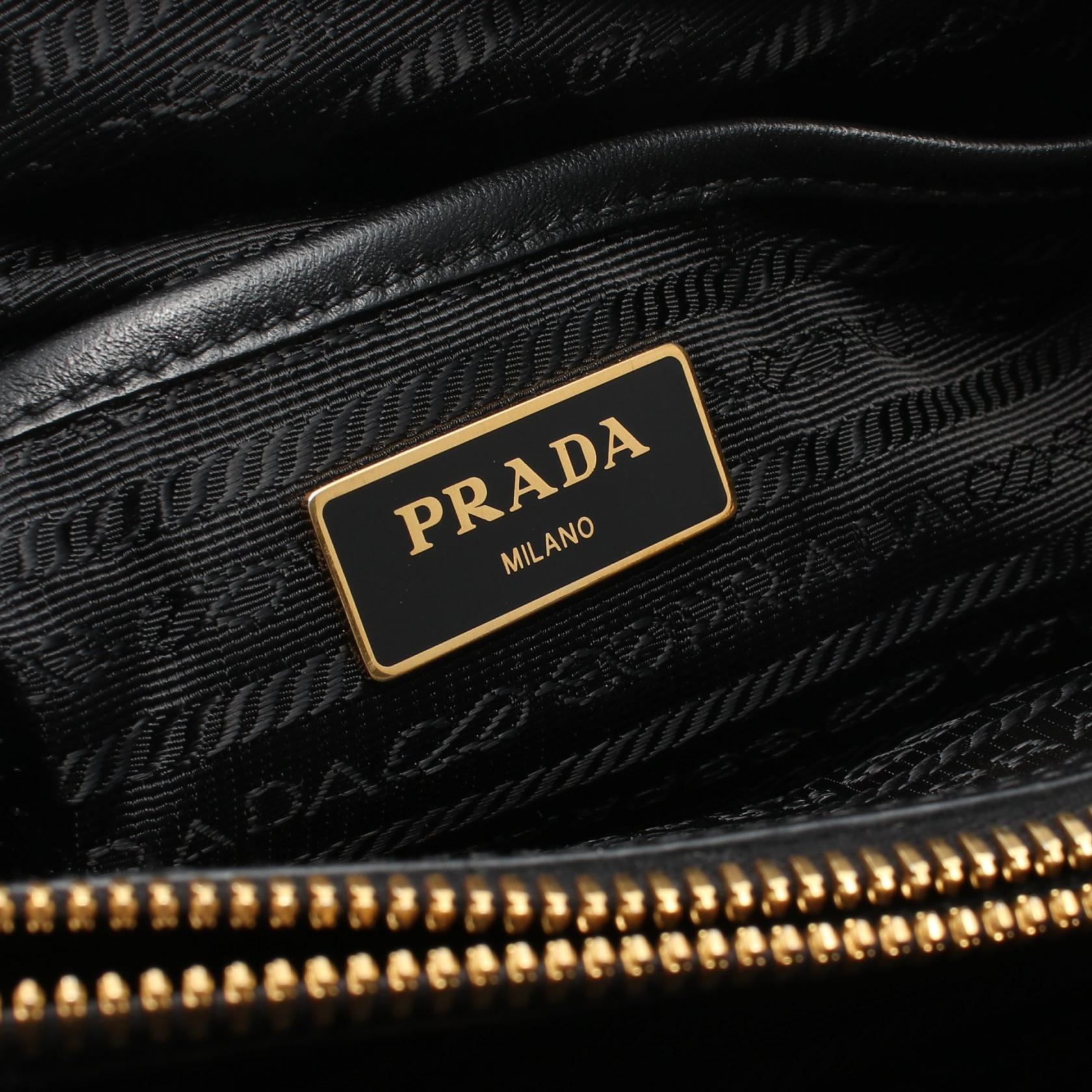 Prada Canvas Leather Logo Jacquard Handbag