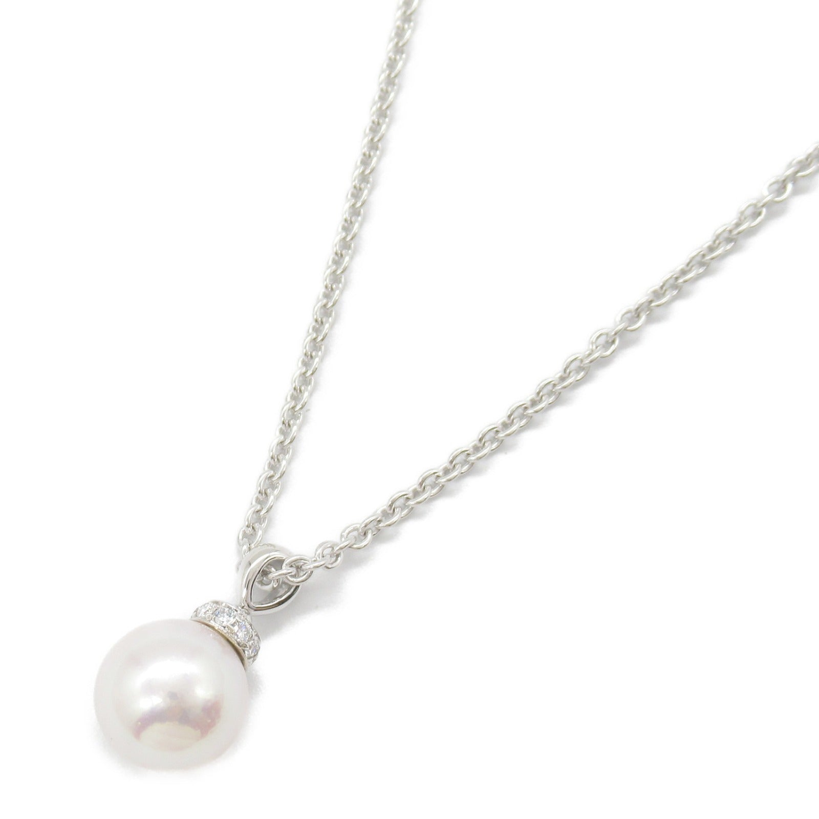 Bvlgari Pearl Necklace K18WG White Gold Diamond