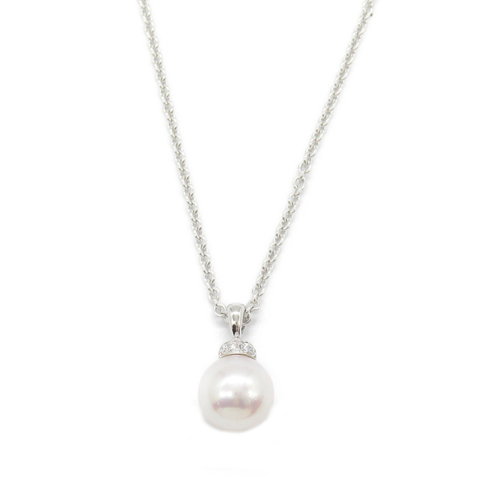 Bvlgari Pearl Necklace K18WG White Gold Diamond