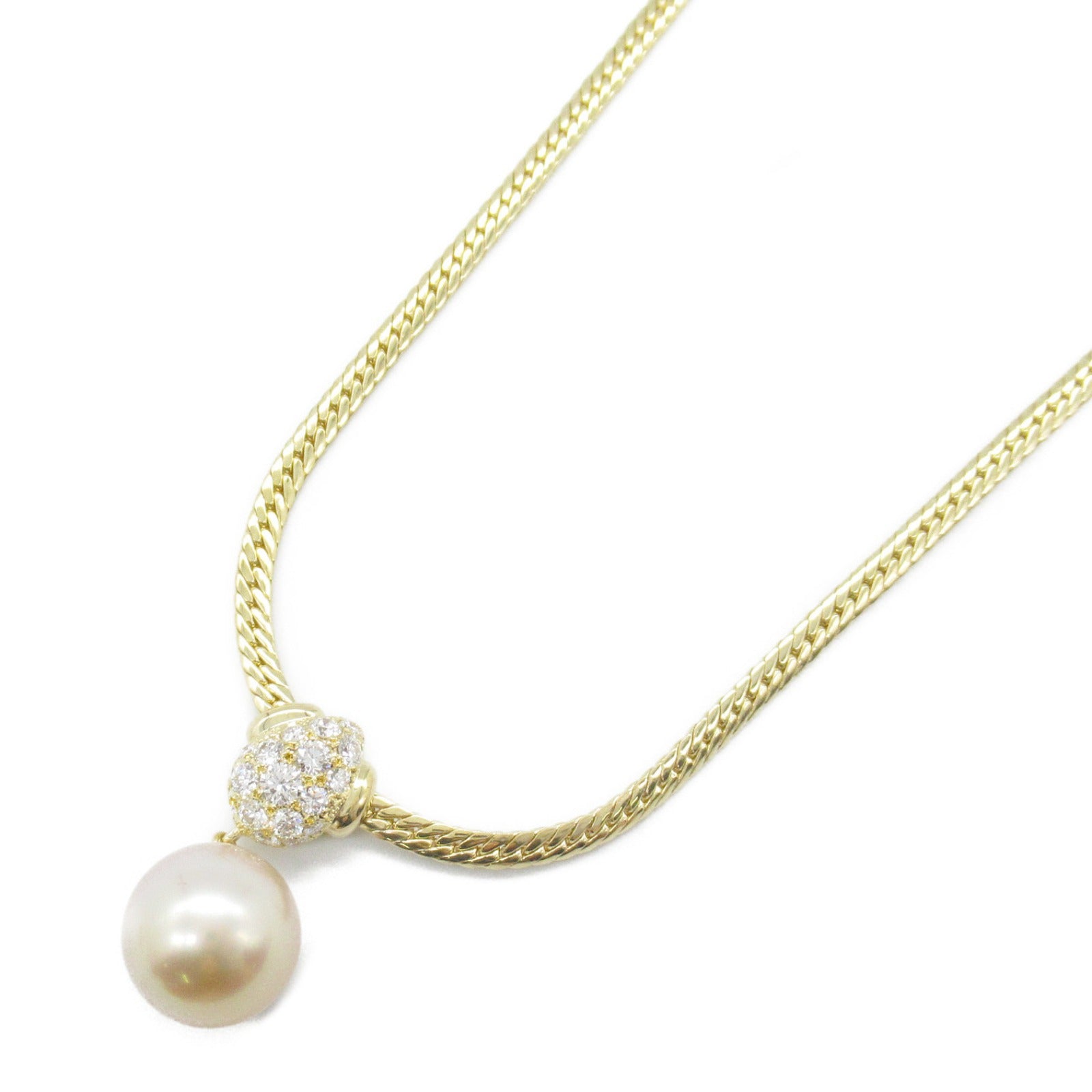 Mikimoto Pearl Diamond Necklace K18 Yellow Gold