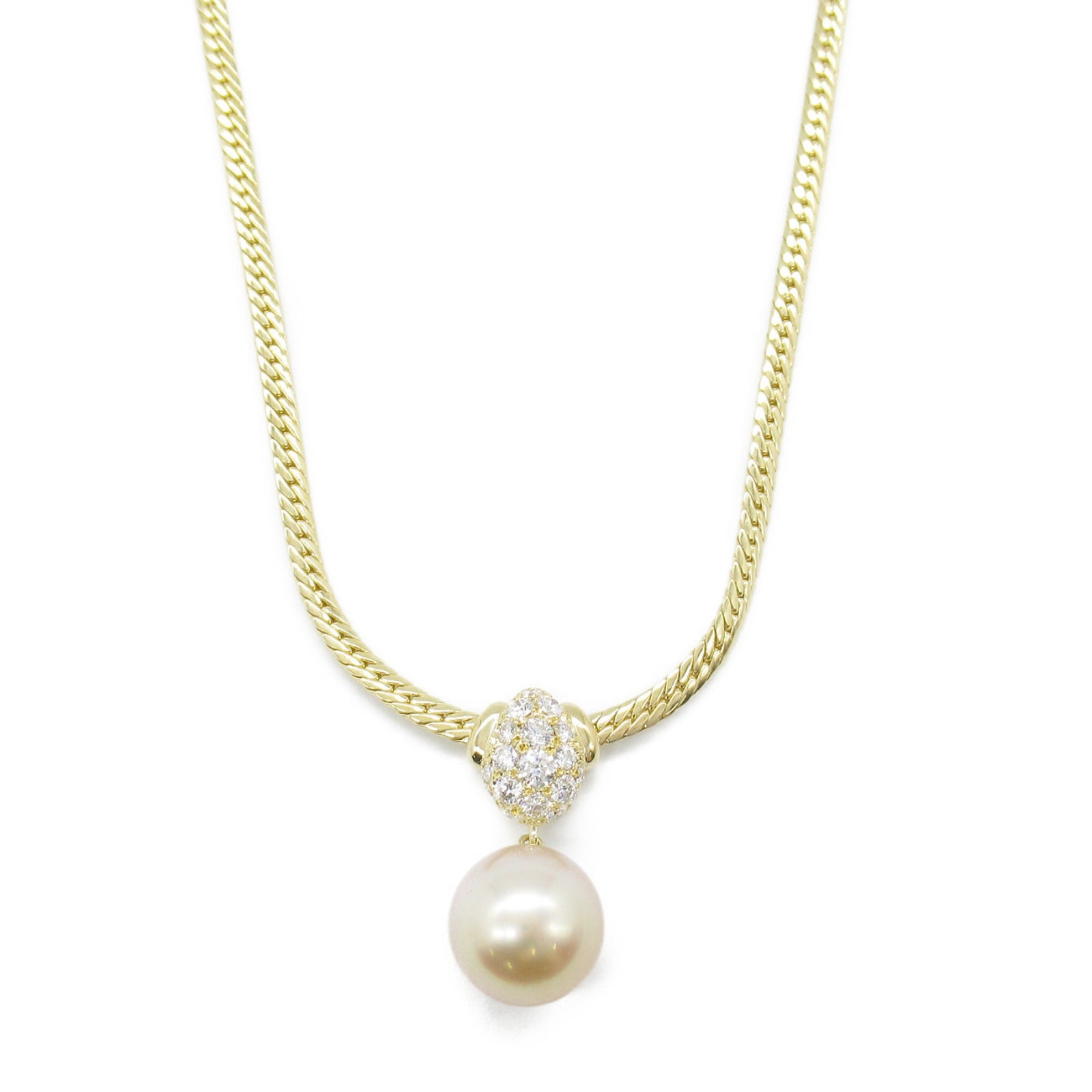 Mikimoto Pearl Diamond Necklace K18 Yellow Gold