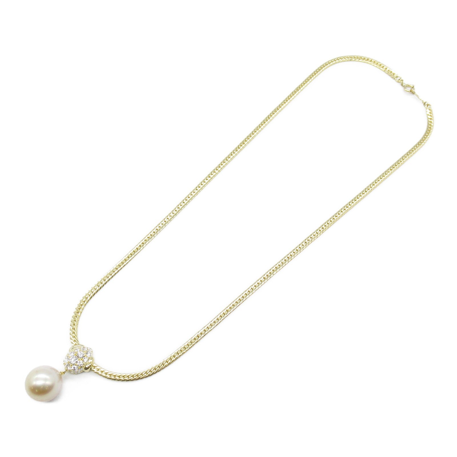 Mikimoto Pearl Diamond Necklace K18 Yellow Gold