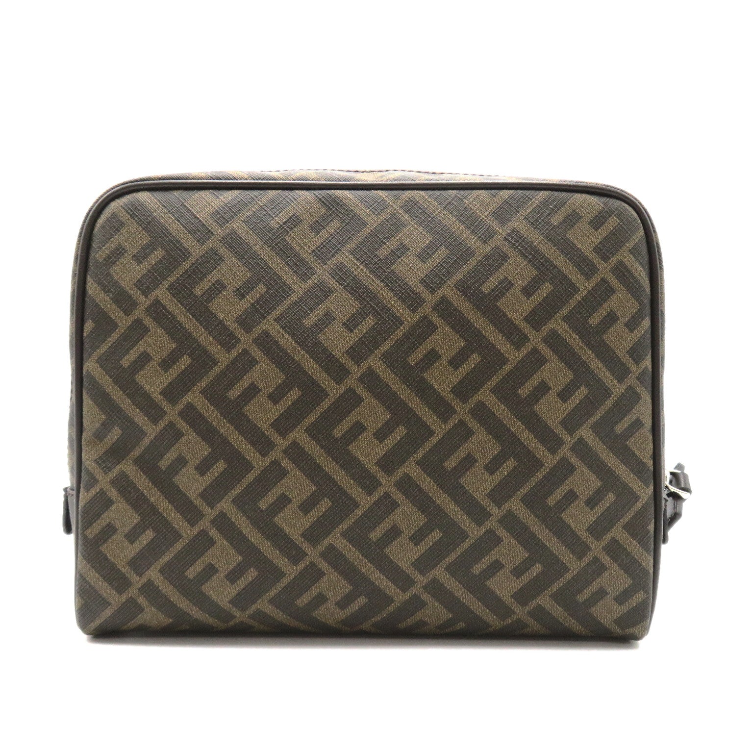 Fendi Brown PVC Coated Canvas Pouch