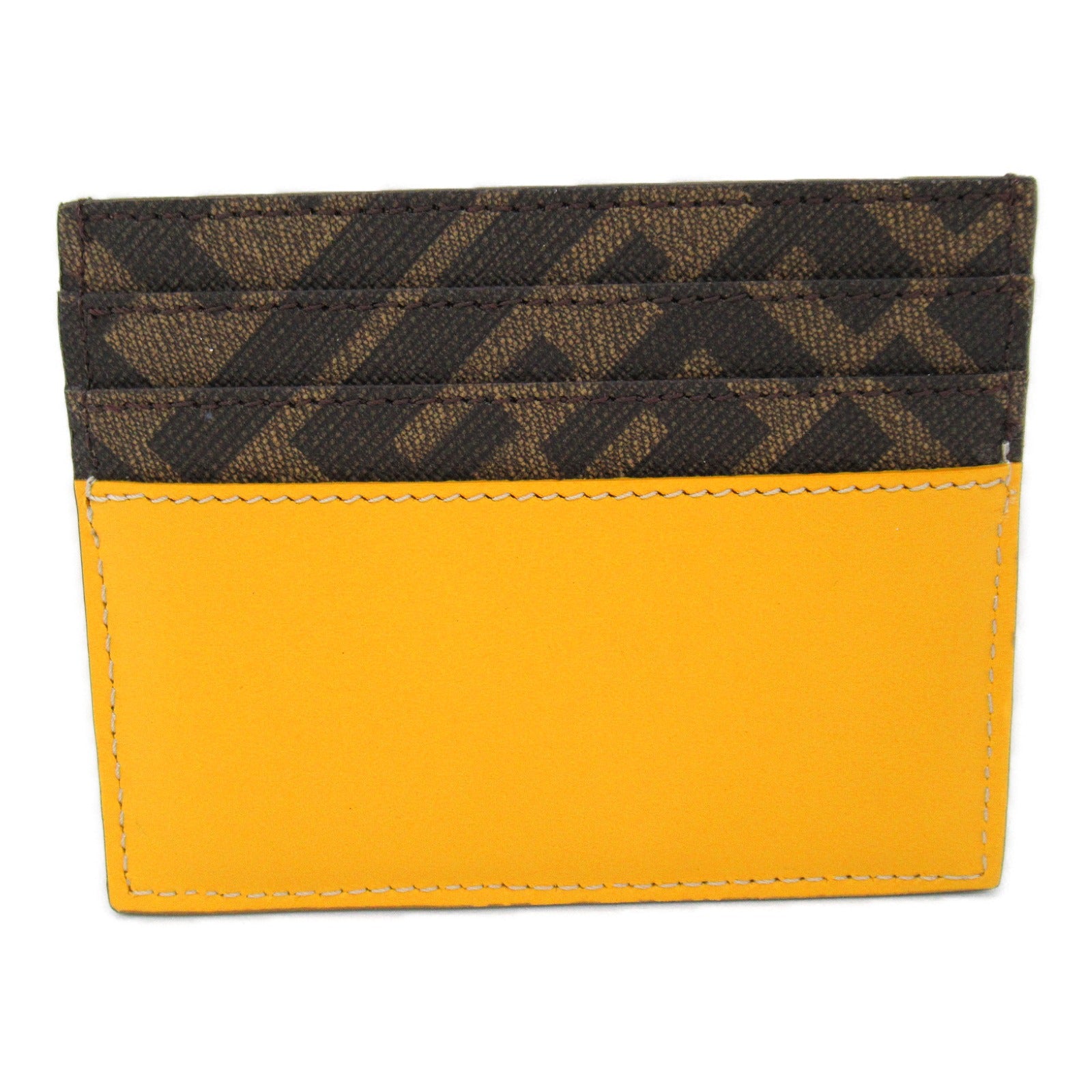 Fendi Leather Canvas Card Case Brown/Yellow