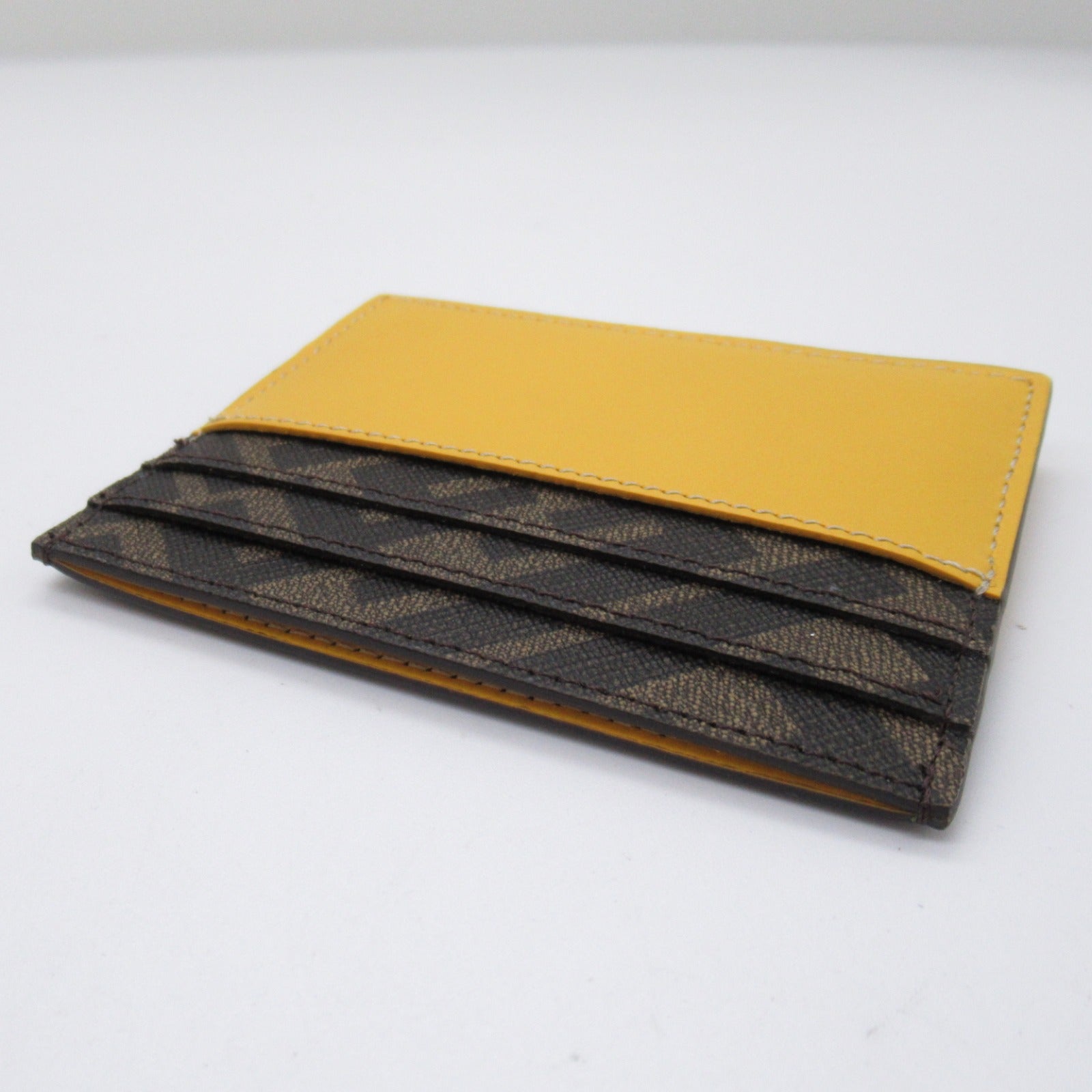 Fendi Leather Canvas Card Case Brown/Yellow