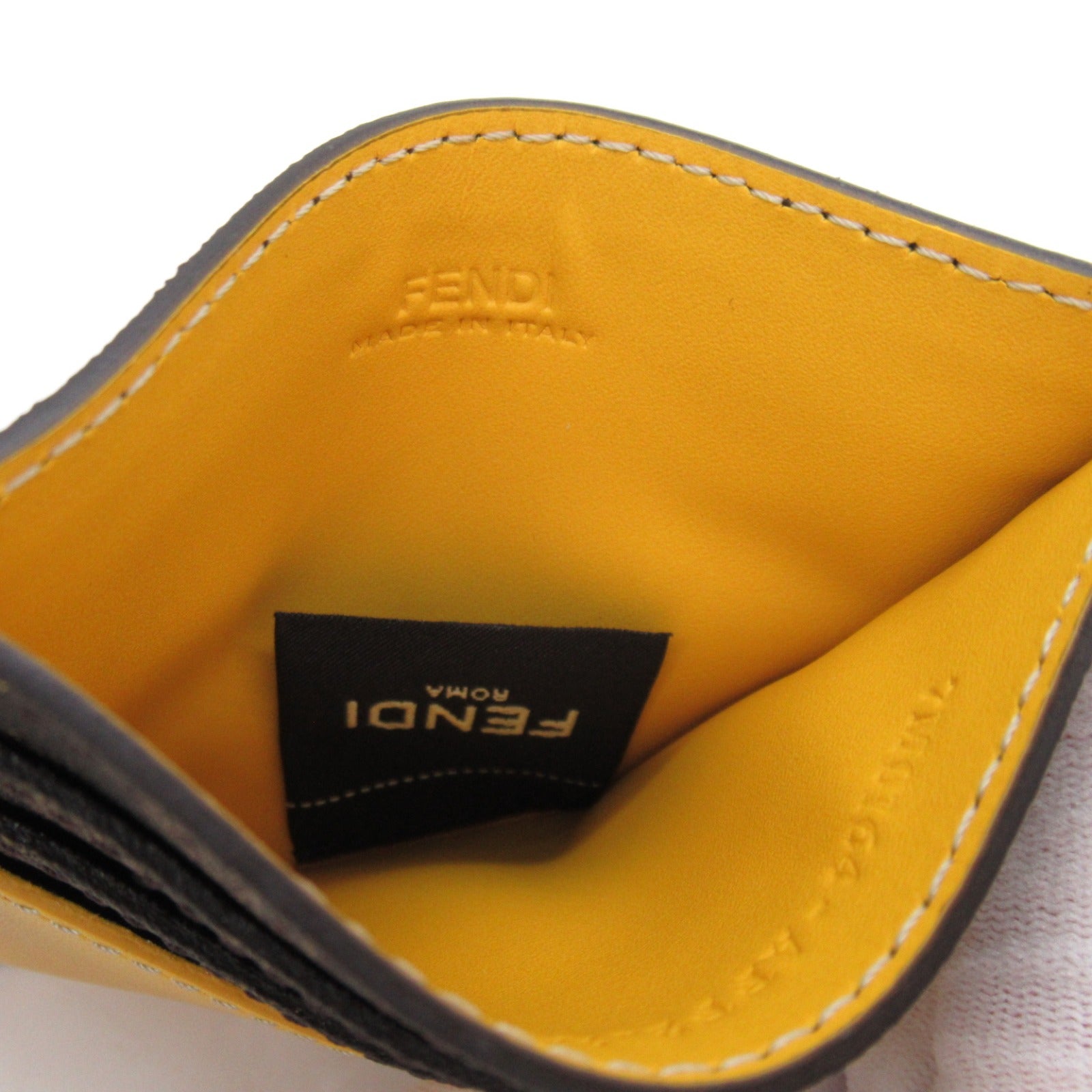 Fendi Leather Canvas Card Case Brown/Yellow