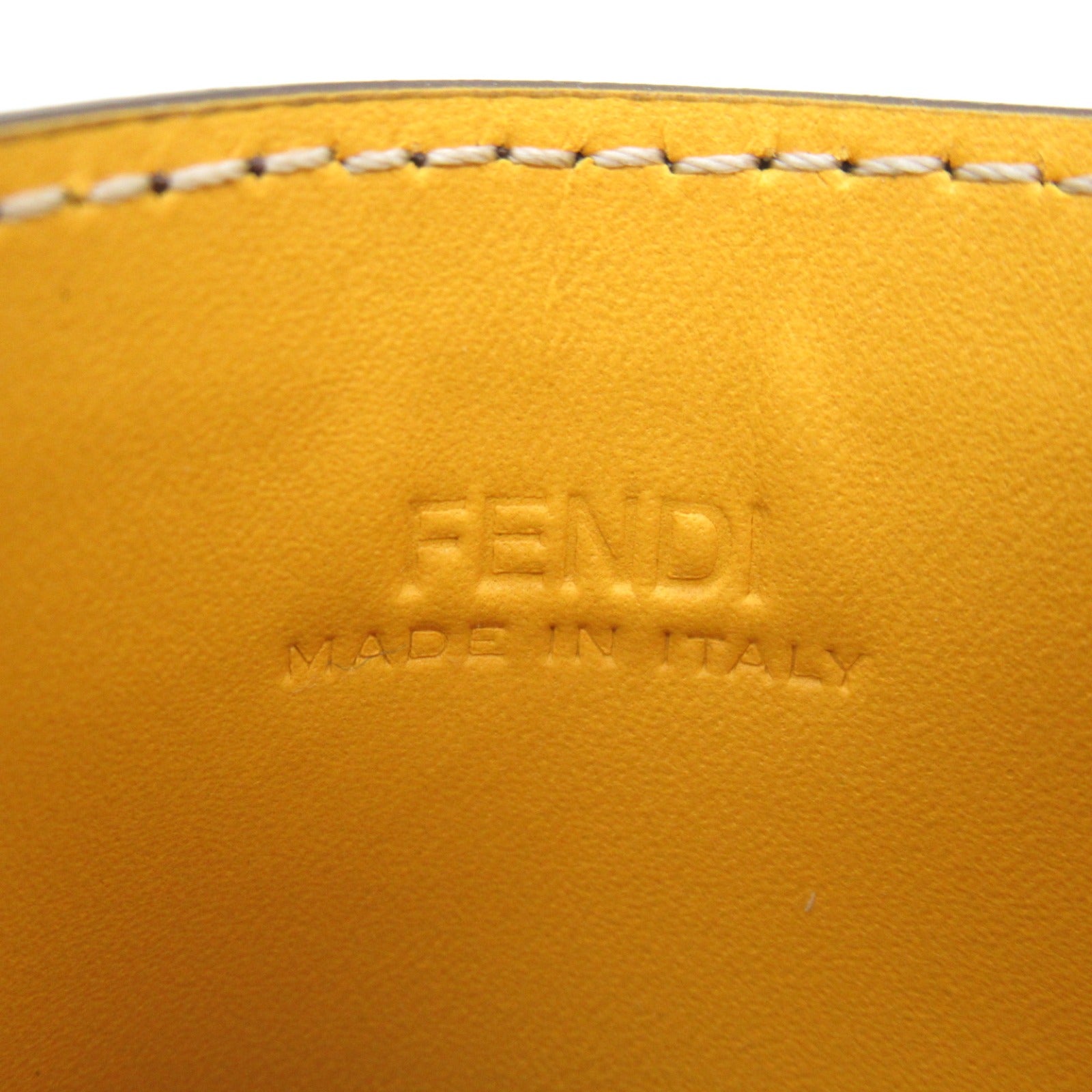 Fendi Leather Canvas Card Case Brown/Yellow