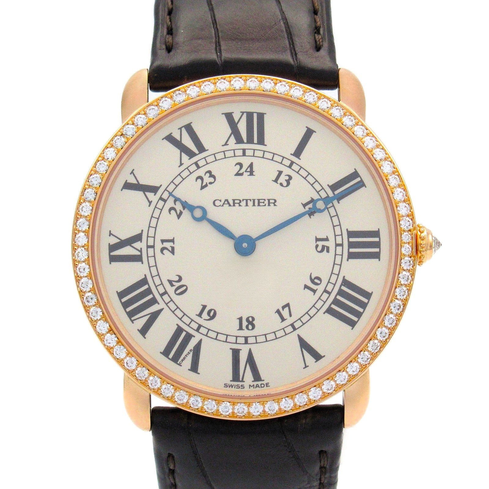 Cartier Ronde Louis Watch K18PG Pink Gold Croco