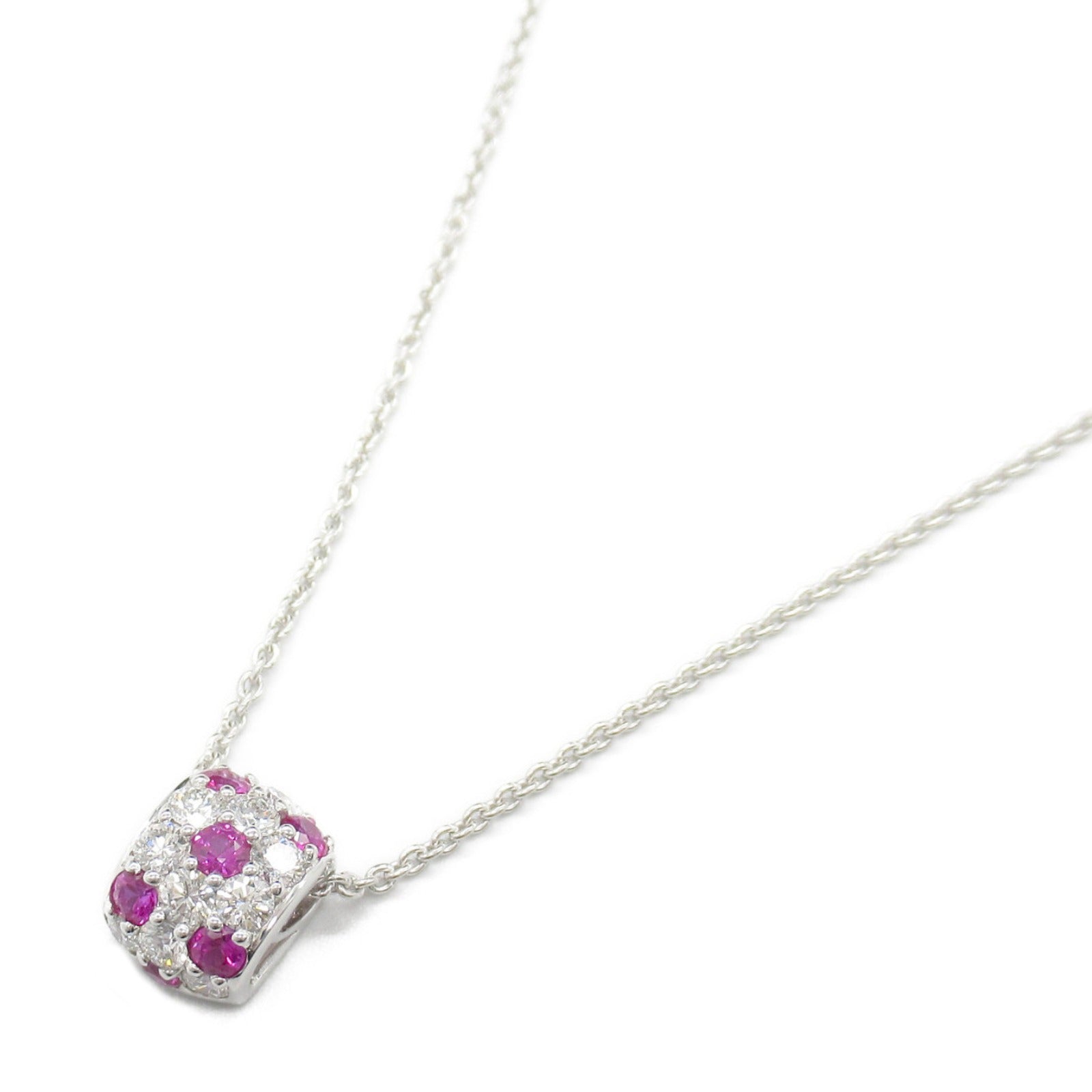 MIKIMOTO Ruby Diamond Necklace K18WG White Gold