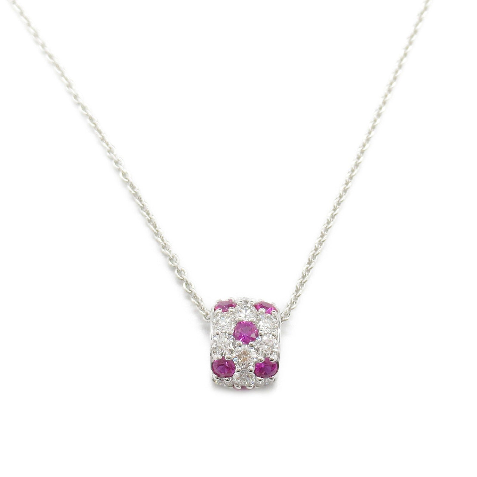 MIKIMOTO Ruby Diamond Necklace K18WG White Gold