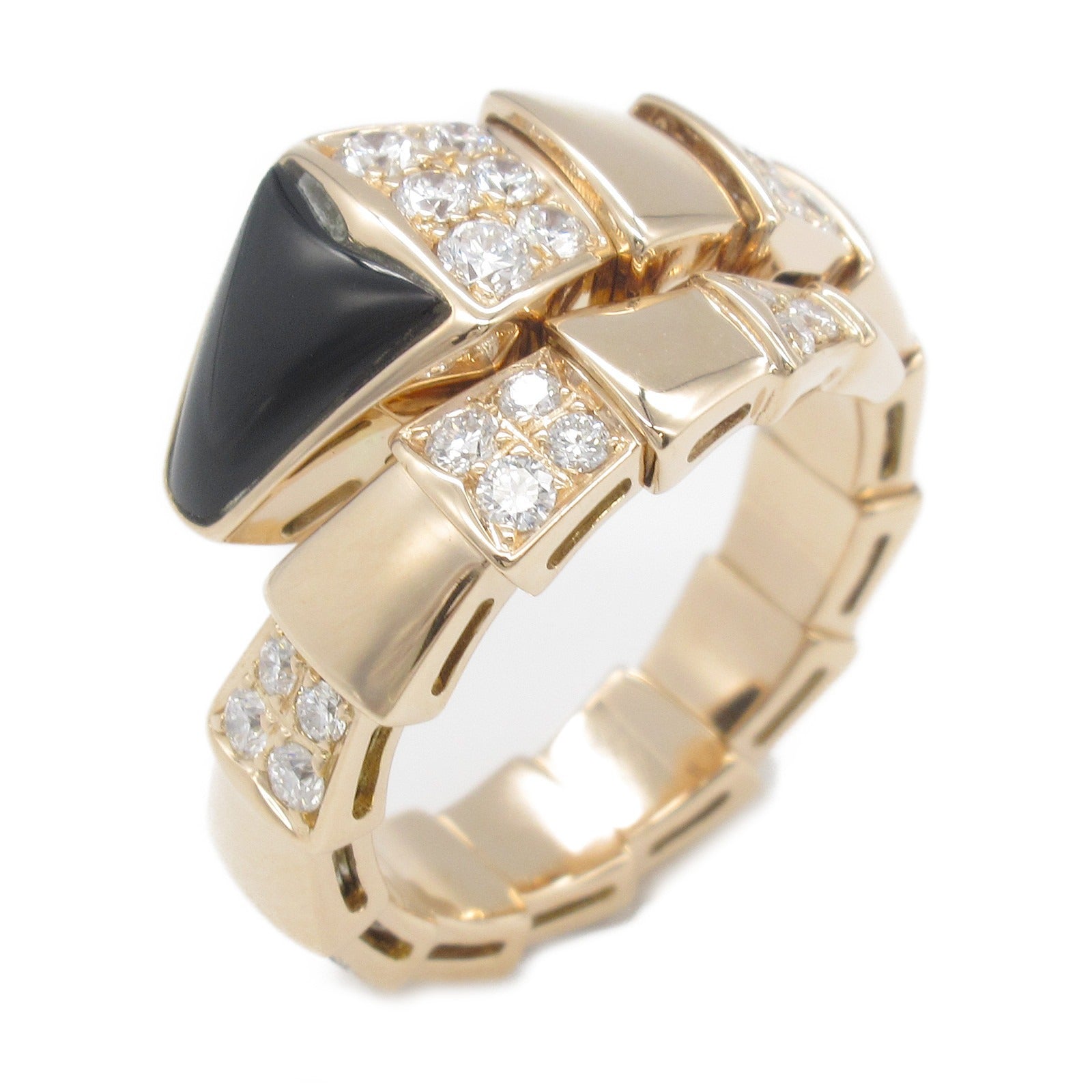 Bvlgari Serpenti Viper Ring Onyx Diamond K18PG