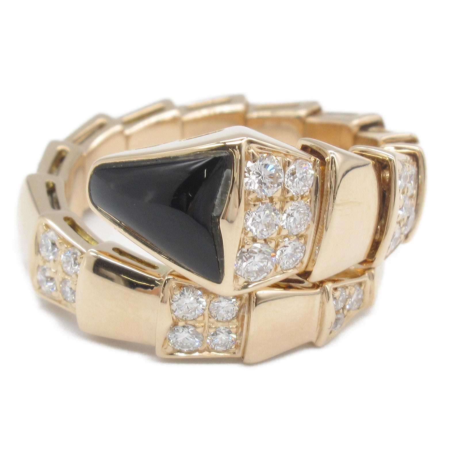 Bvlgari Serpenti Viper Ring Onyx Diamond K18PG