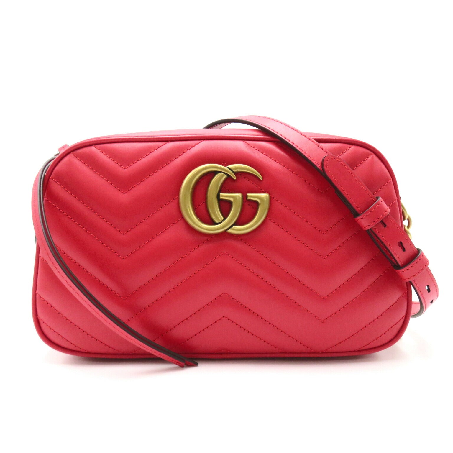 Gucci GG Marmont Small Shoulder Bag Quilted Leather Red