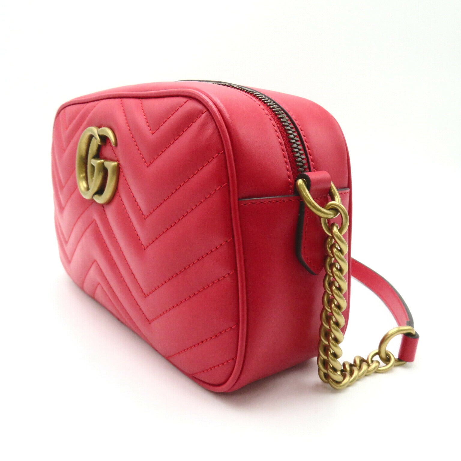 Gucci GG Marmont Small Shoulder Bag Quilted Leather Red