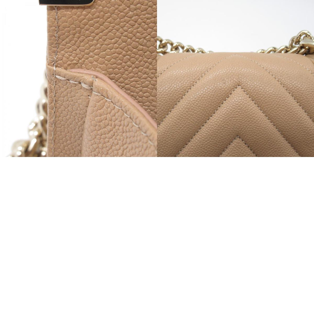 Chanel Boy V-Stitch Caviar Shoulder Bag Beige