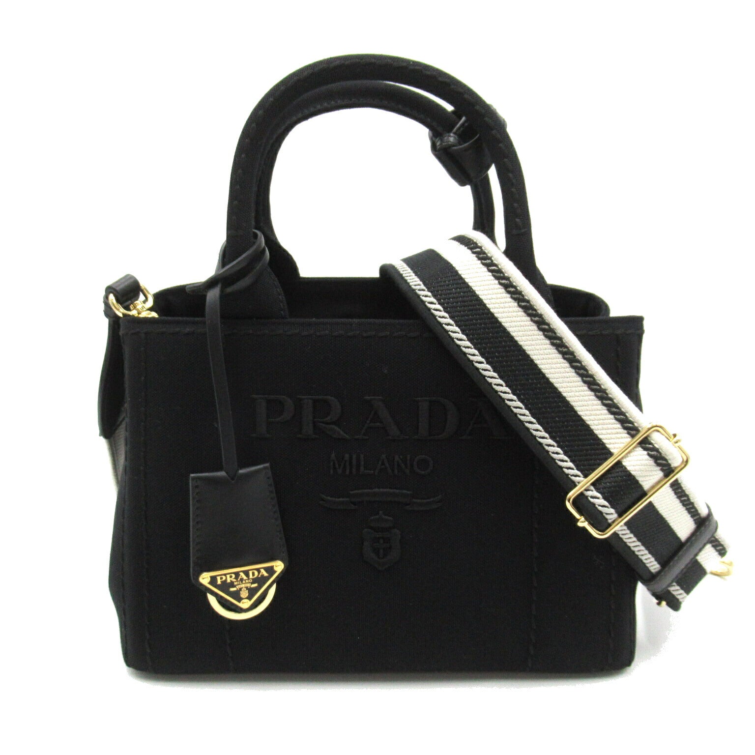 Prada Canapa 2WAY Canvas Tote Bag Black