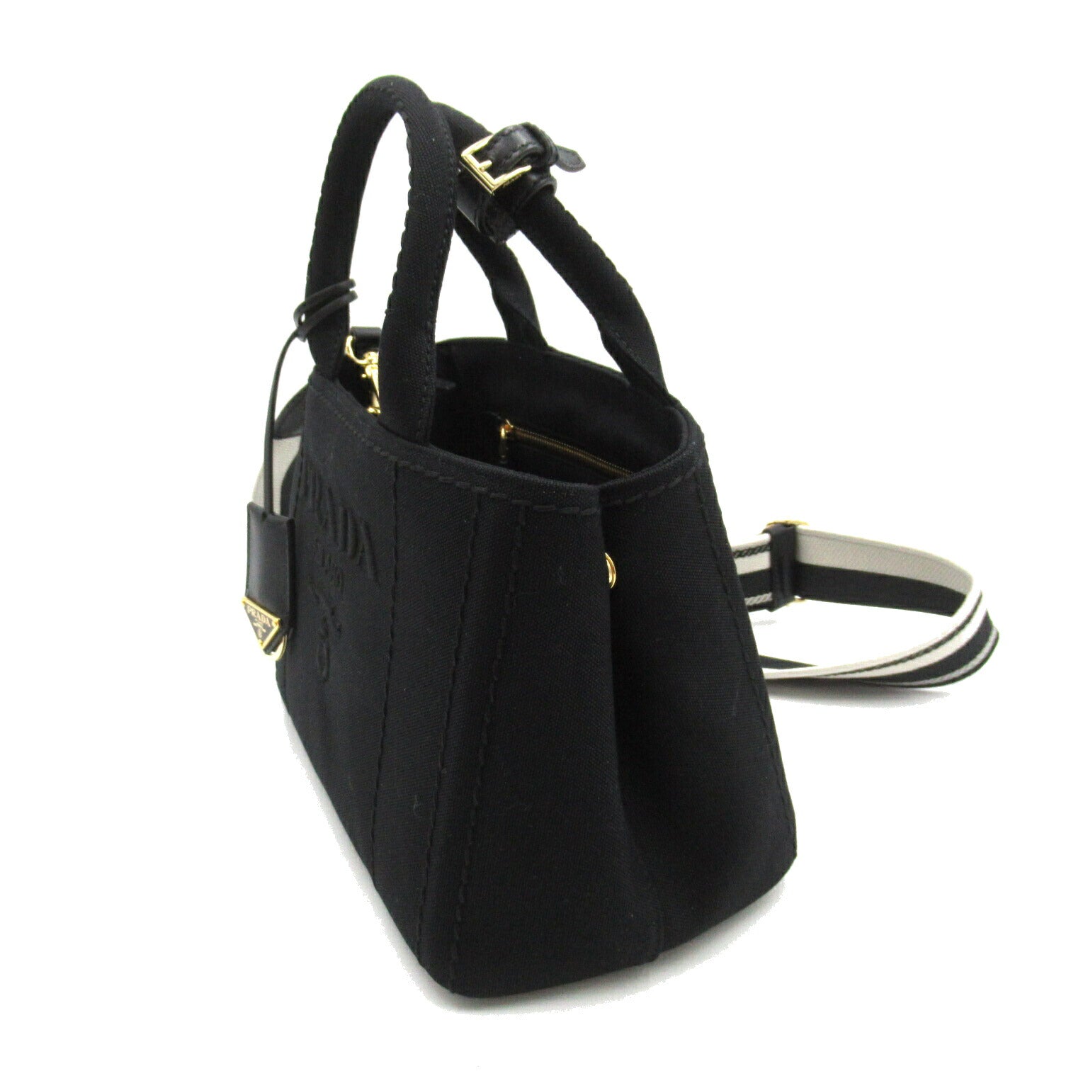 Prada Canapa 2WAY Canvas Tote Bag Black