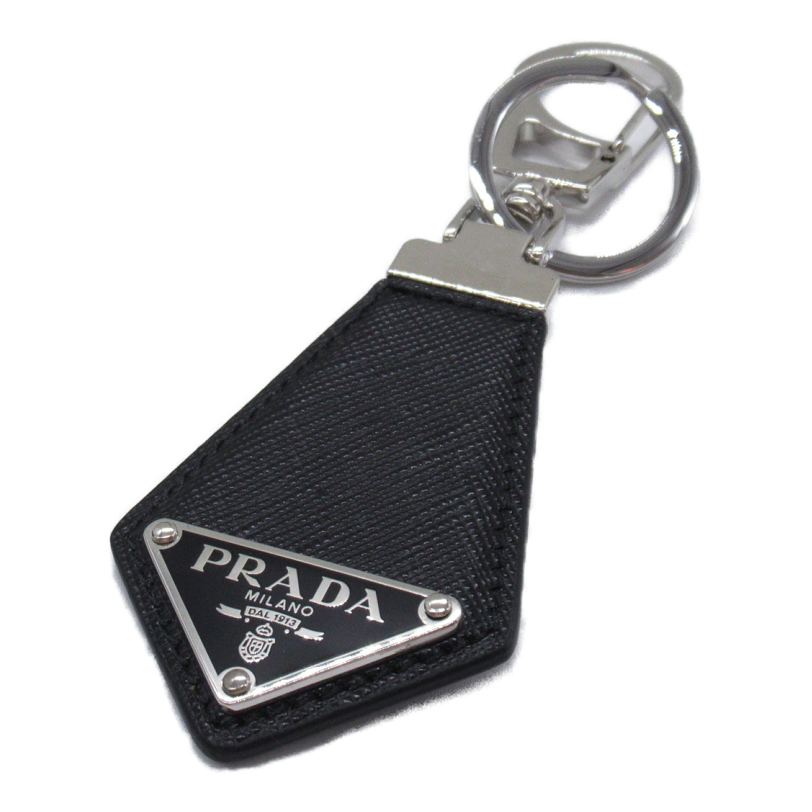 Prada Saffiano Leather Keyring Keychain Black