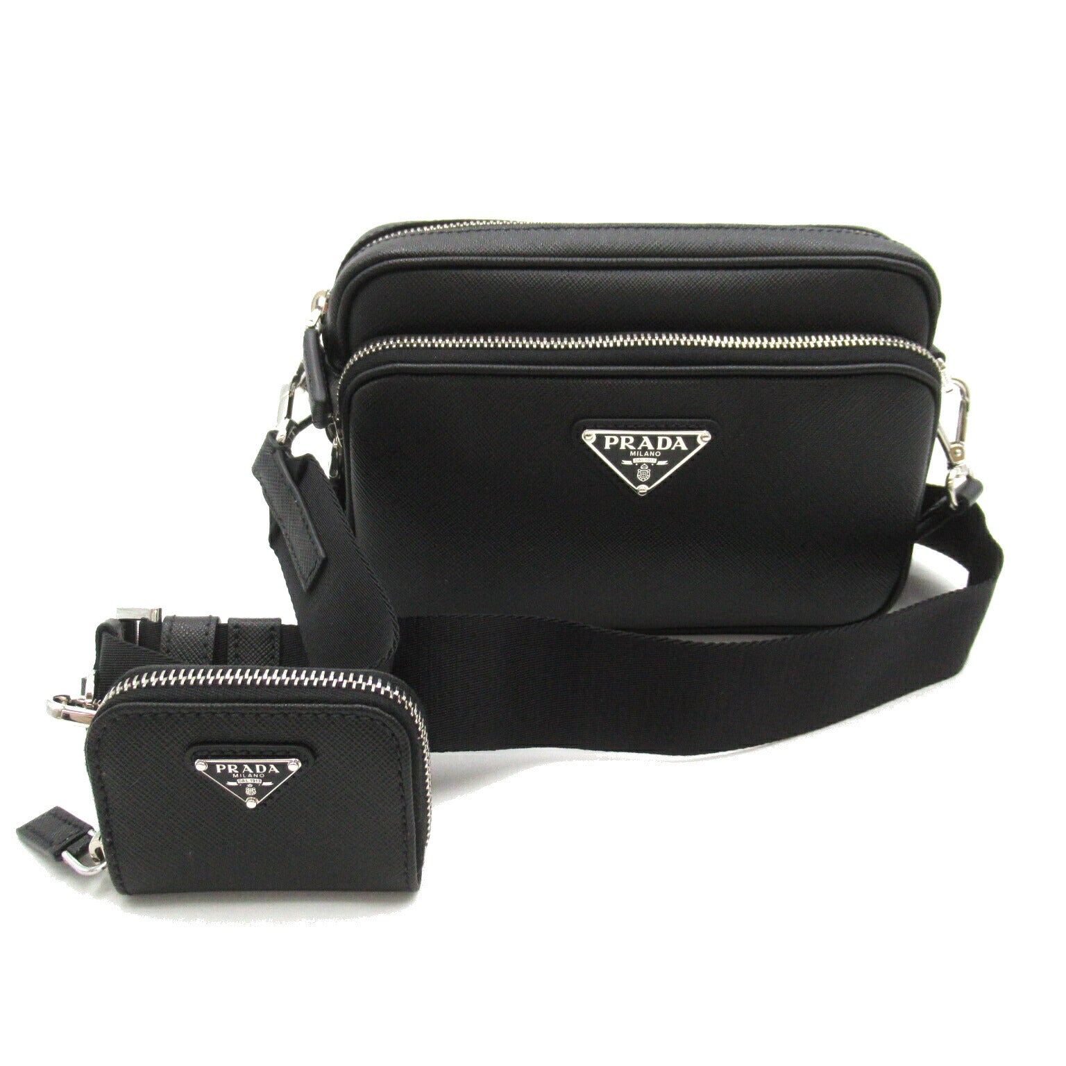 Prada Saffiano Leather Shoulder Bag Black