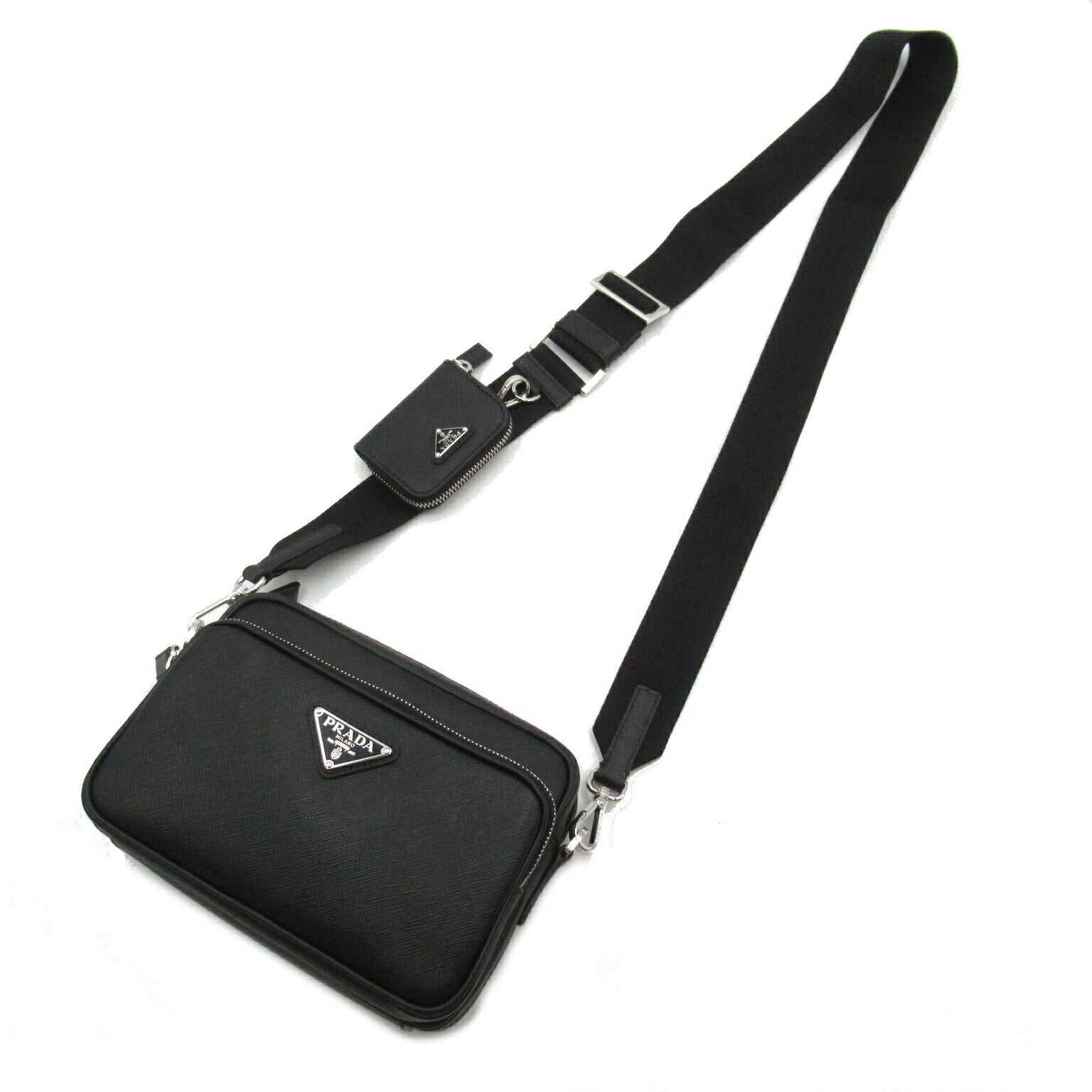 Prada Saffiano Leather Shoulder Bag Black