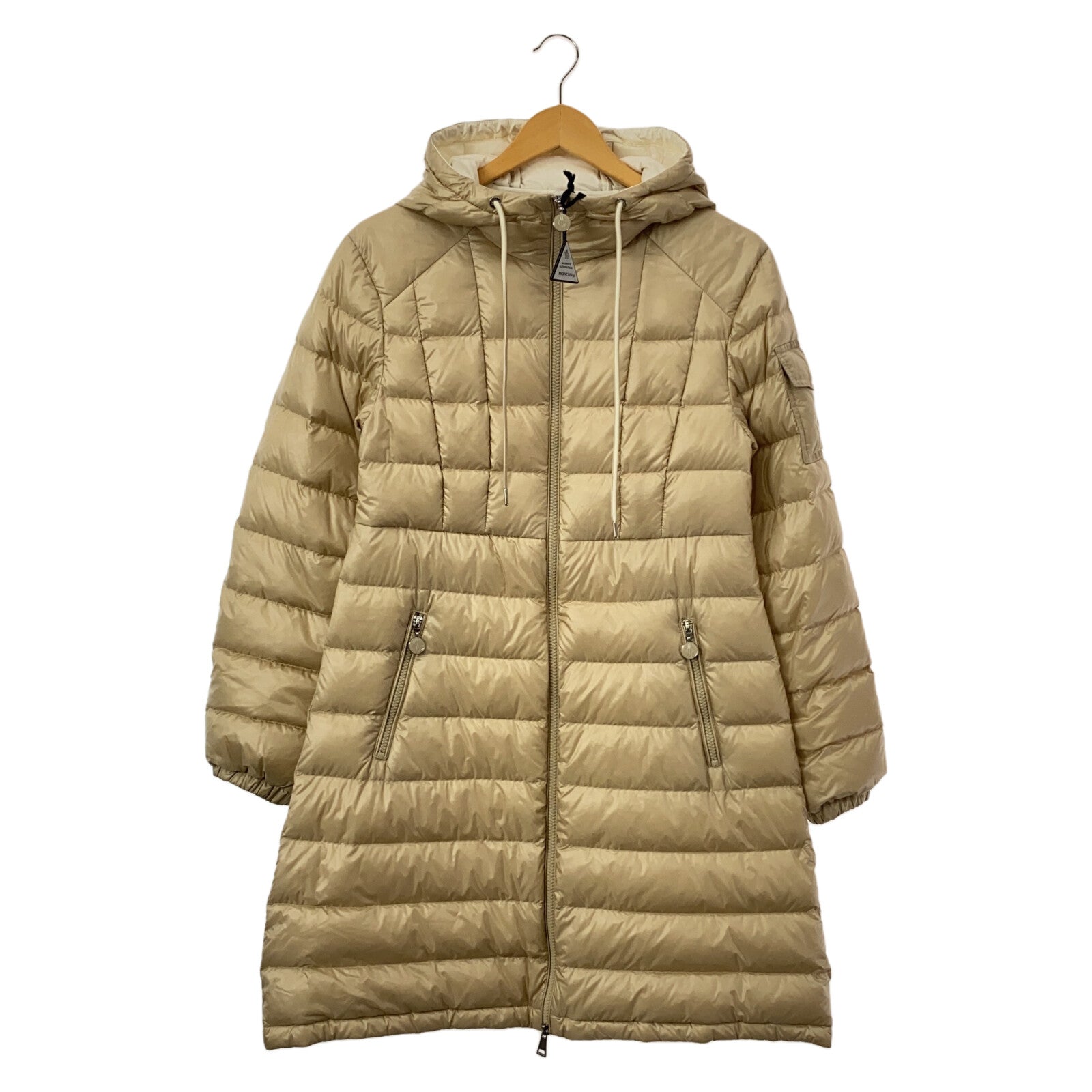 Moncler Long Down Jacket Polyamide Beige