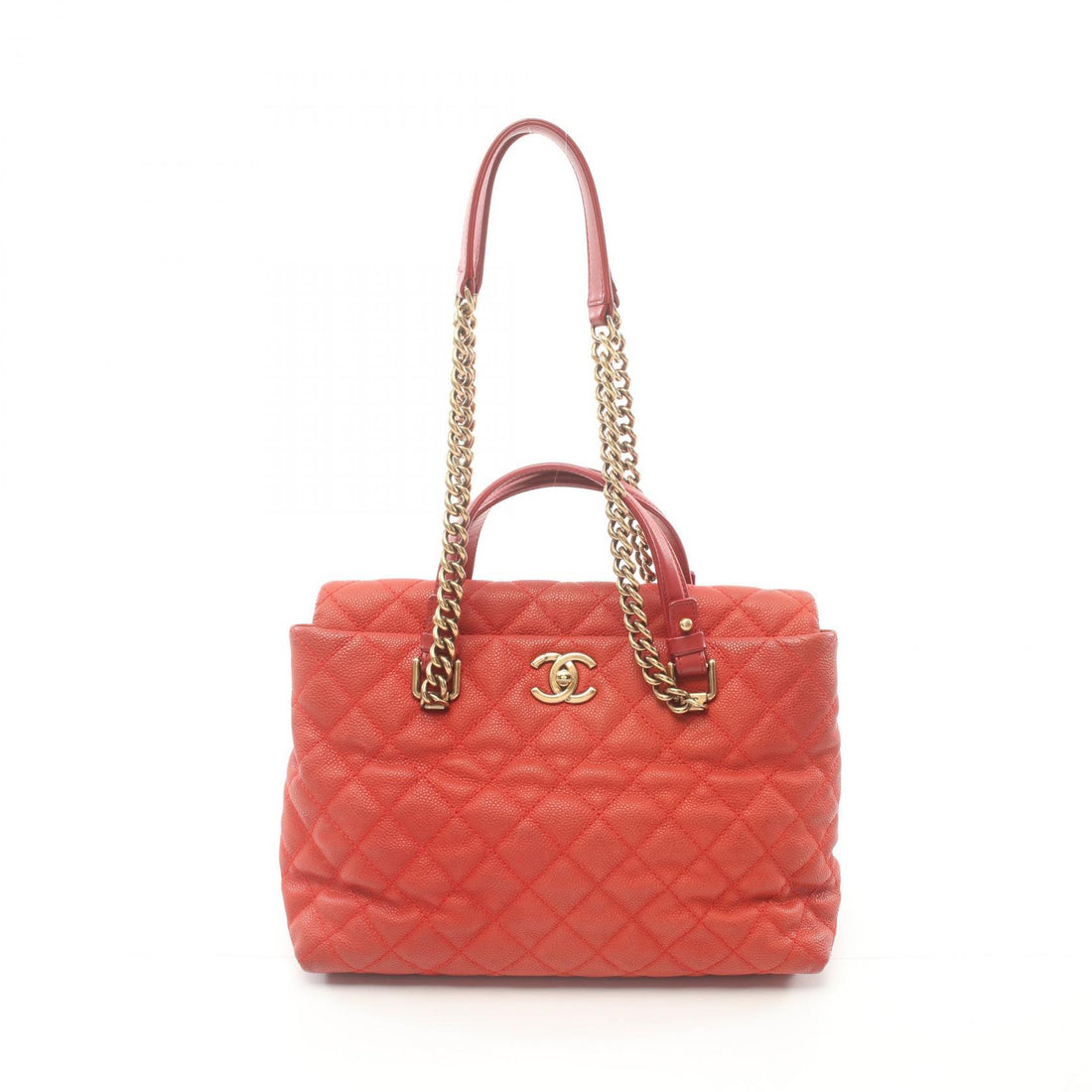 Chanel Caviar Skin Matelasse Shoulder Bag Red