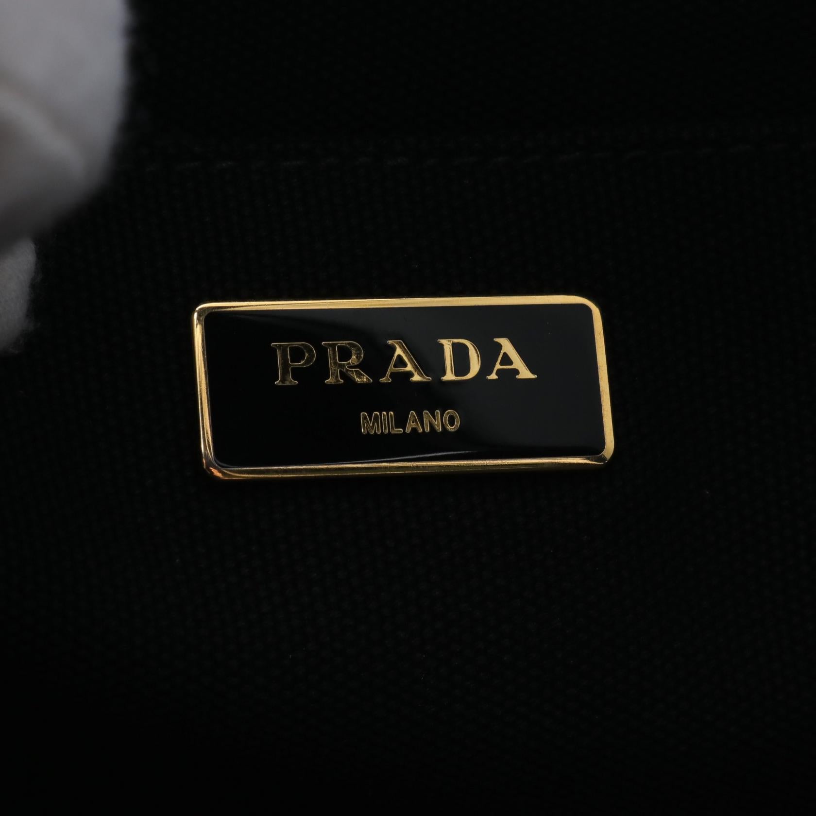 Prada Studded Canapa Tote Bag Canvas Tote Bag in Very Good Condition