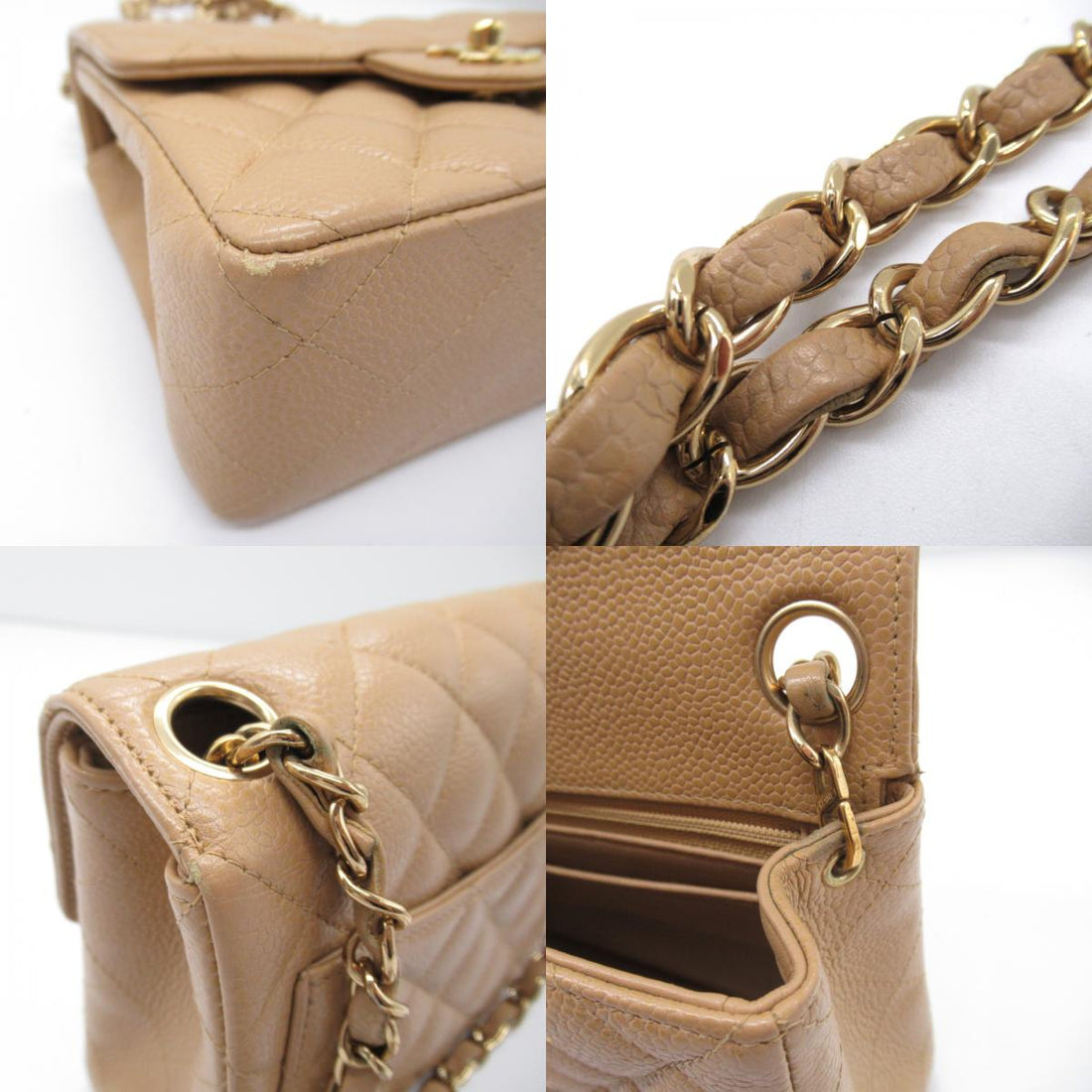 Chanel Mini Matelasse Chain Shoulder Bag Beige