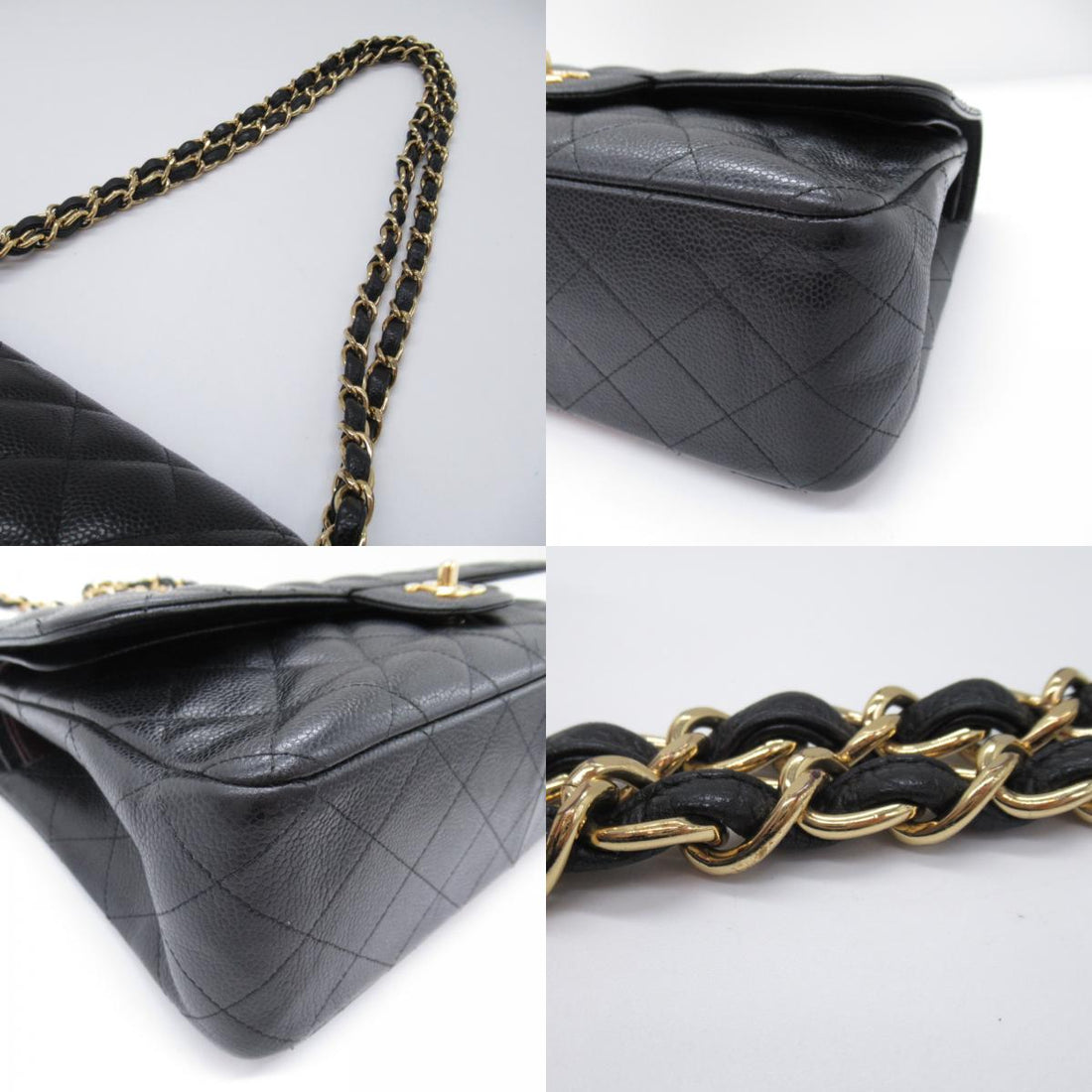 Chanel Caviar Skin Chain Shoulder Bag Black