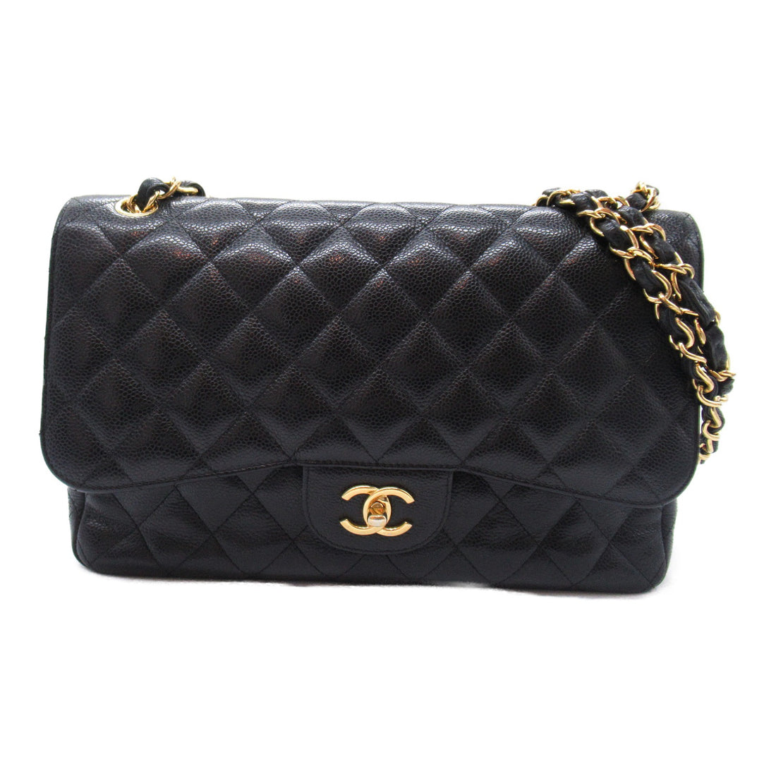 Chanel Caviar Skin Chain Shoulder Bag Black