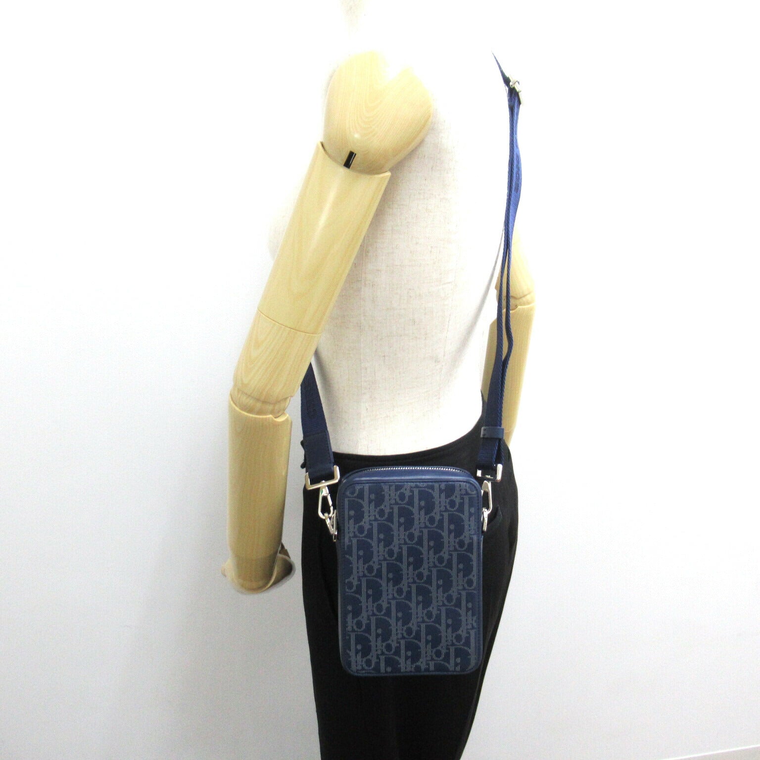 Dior Leather World Tour Shoulder Bag Navy