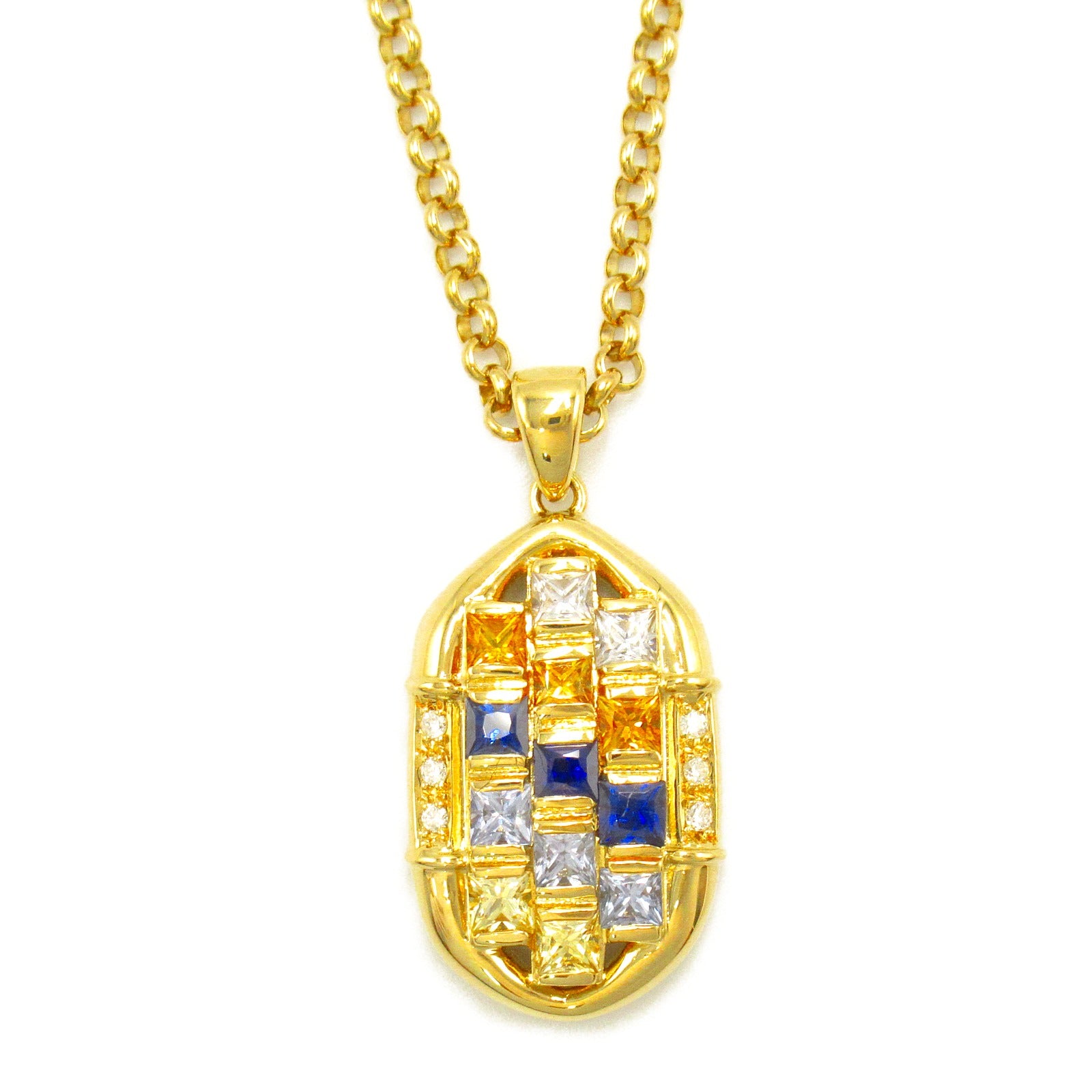 Sapphire Diamond Necklace K18 Yellow Gold