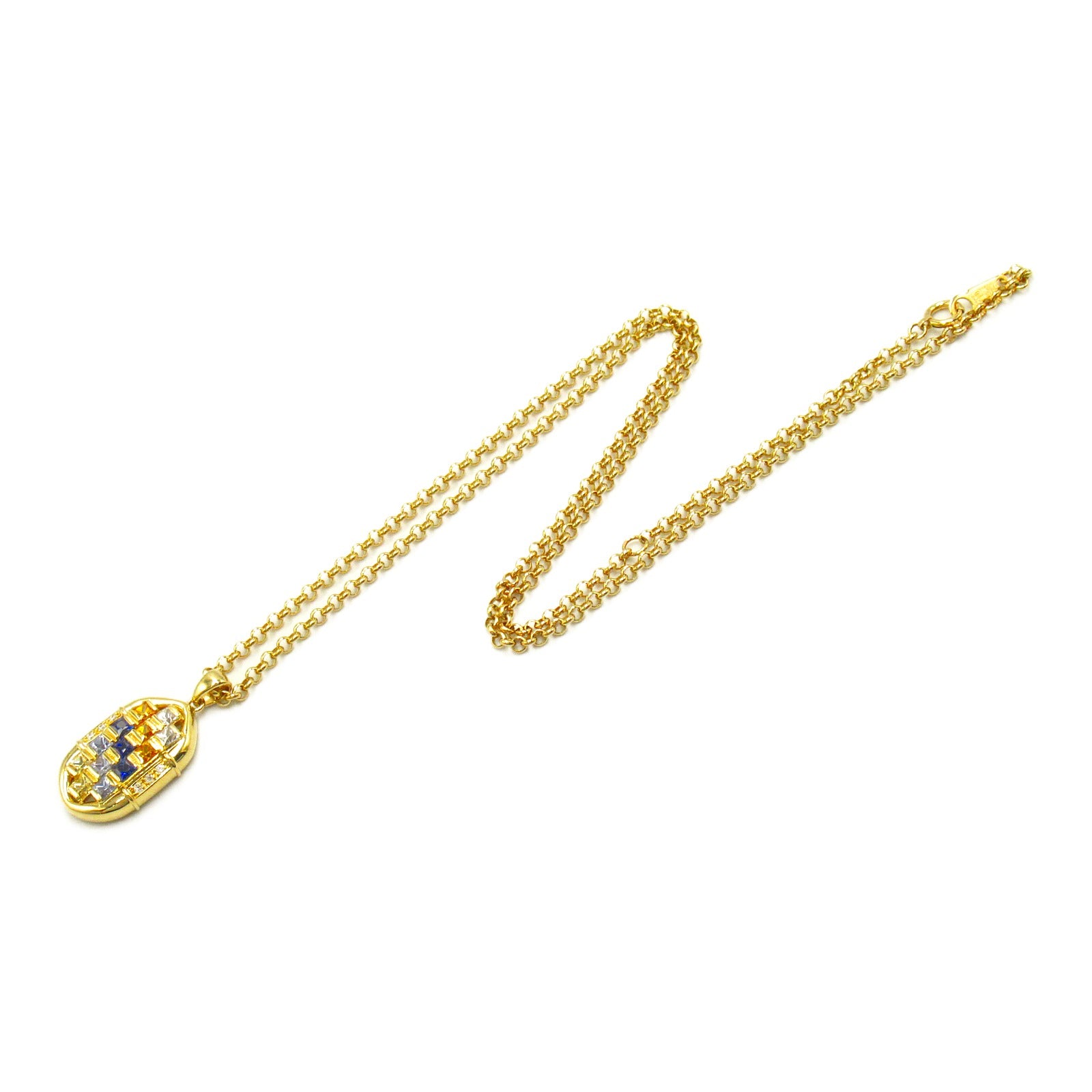 Sapphire Diamond Necklace K18 Yellow Gold