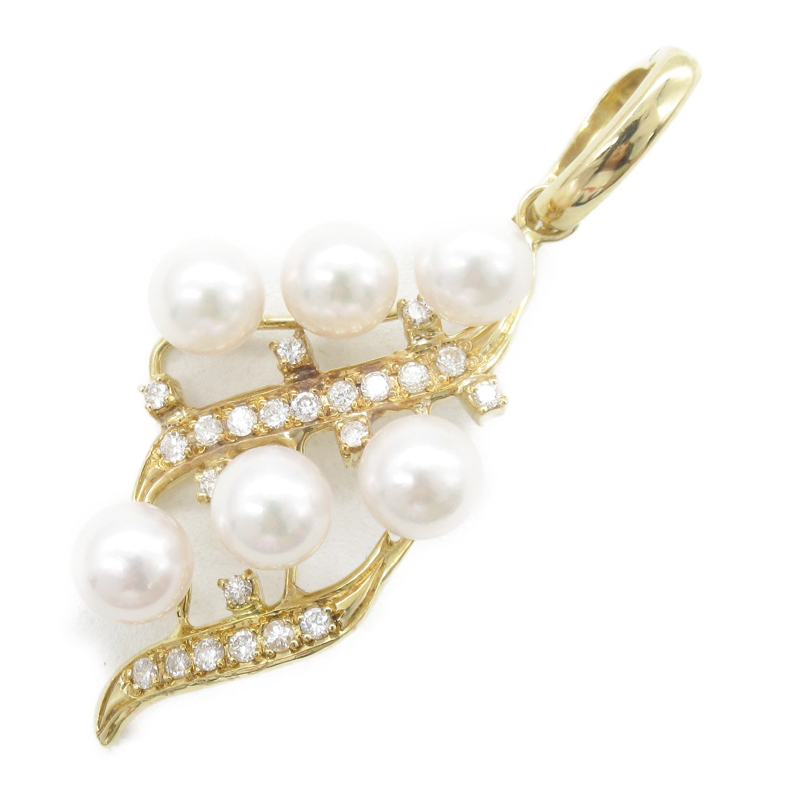 K18 Gold Pearl Diamond Pendant Jewelry