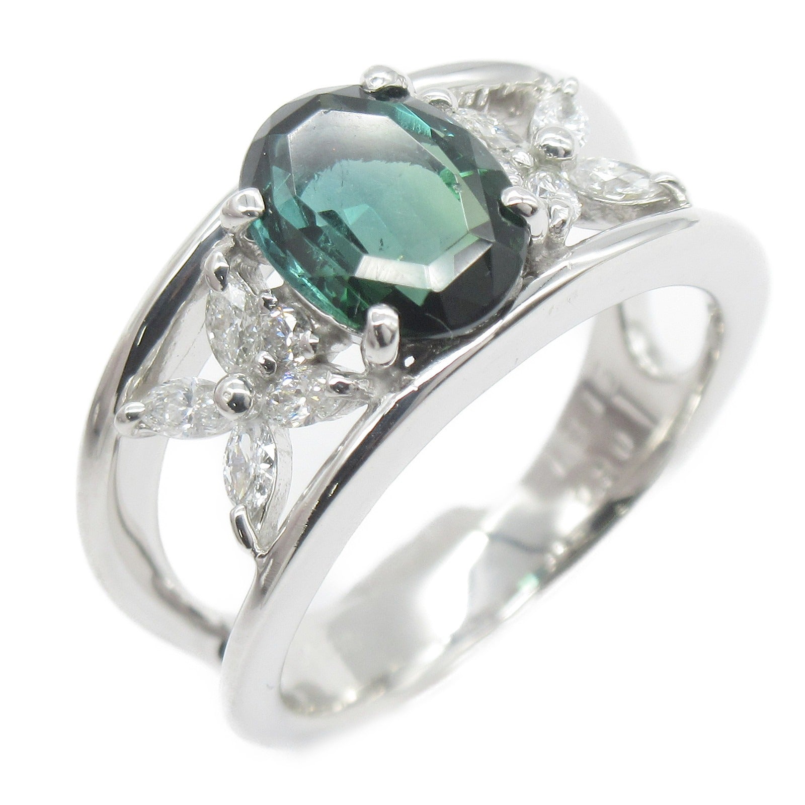 Tourmaline Diamond Ring K18WG White Gold